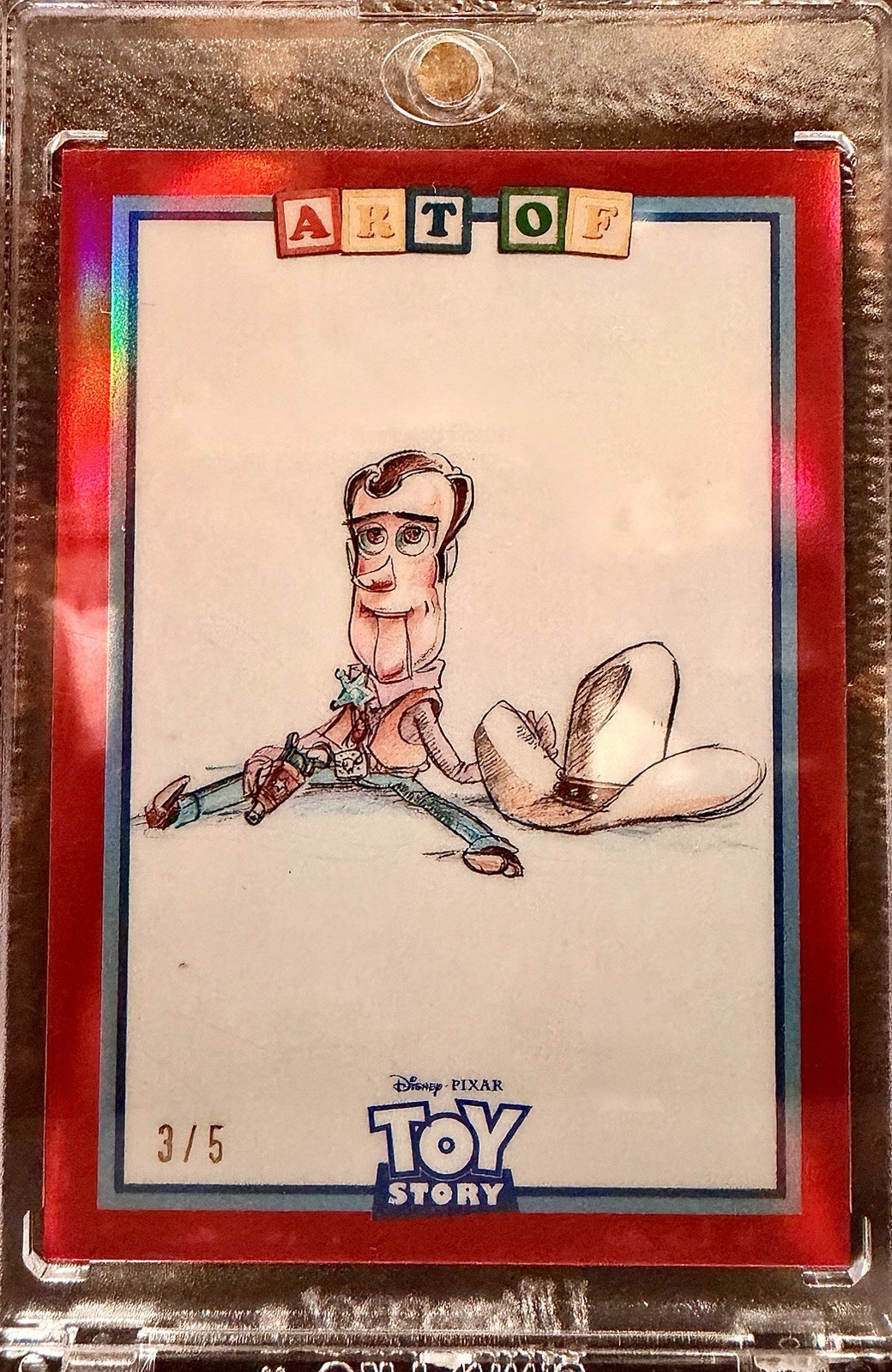 2025 Topps 30 Years of Toy Story Concept Art of Sheriff Woody ART-1 Pixar Red /5