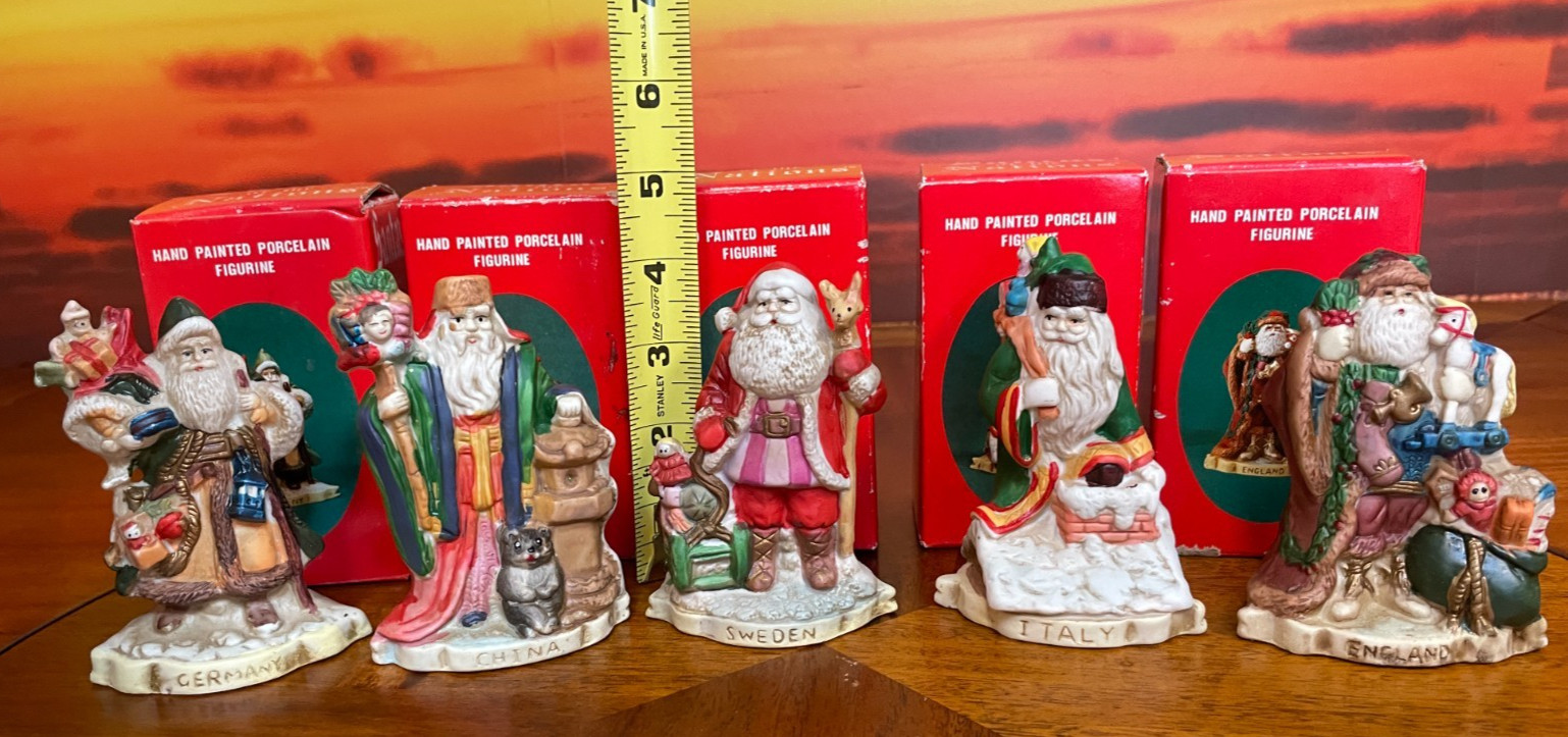 Lot of 5 Vintage Santa's of the Nations in Boxes
