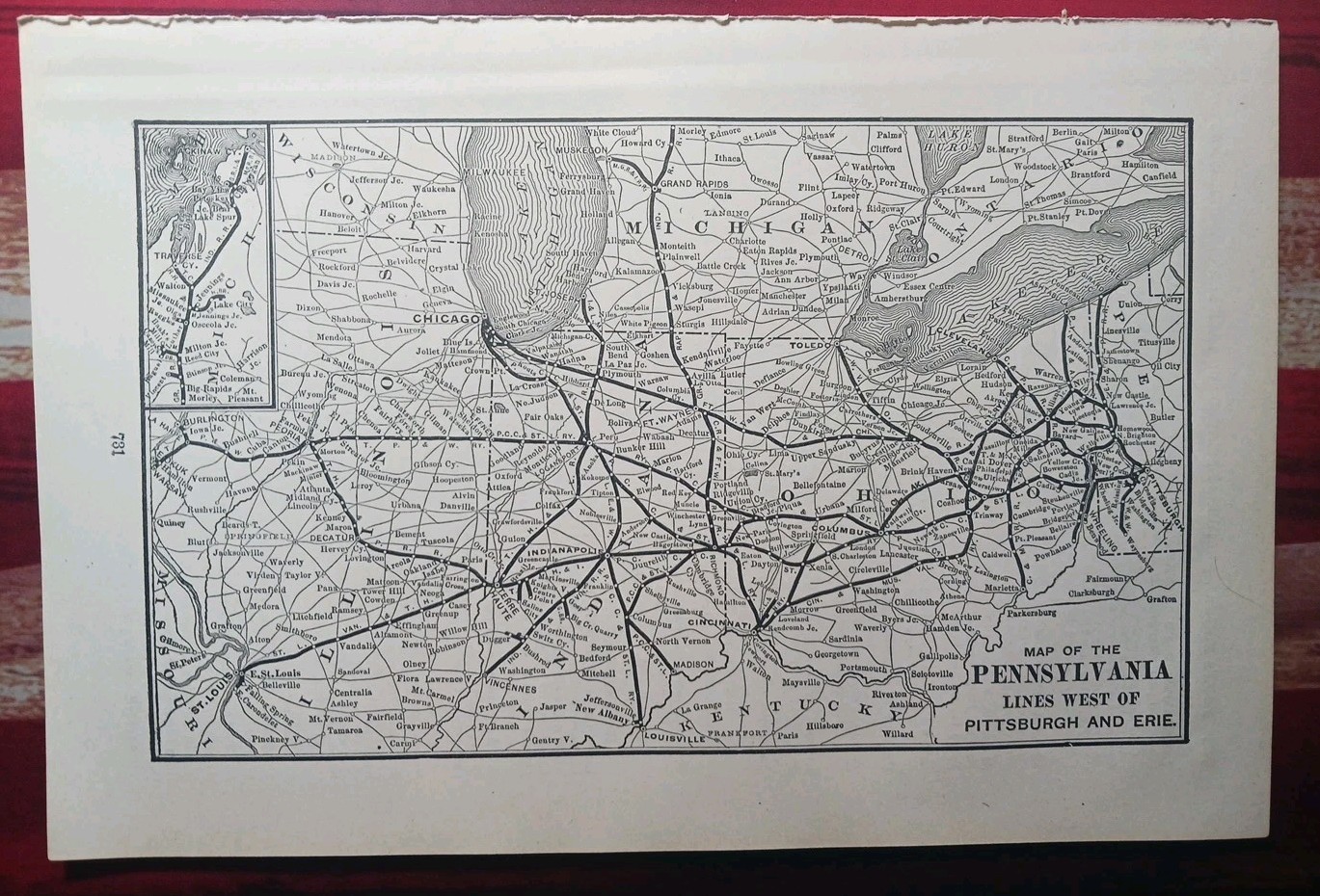 1901 RAILROAD MAP Pennsylvania System All Lines West of Pittsburgh  PA Marked 