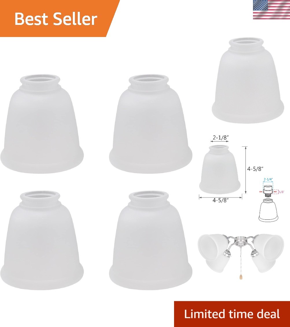 23045-4 Transitional Style Bell Shaped Frosted Replacement Glass Shade, 2-1/8...
