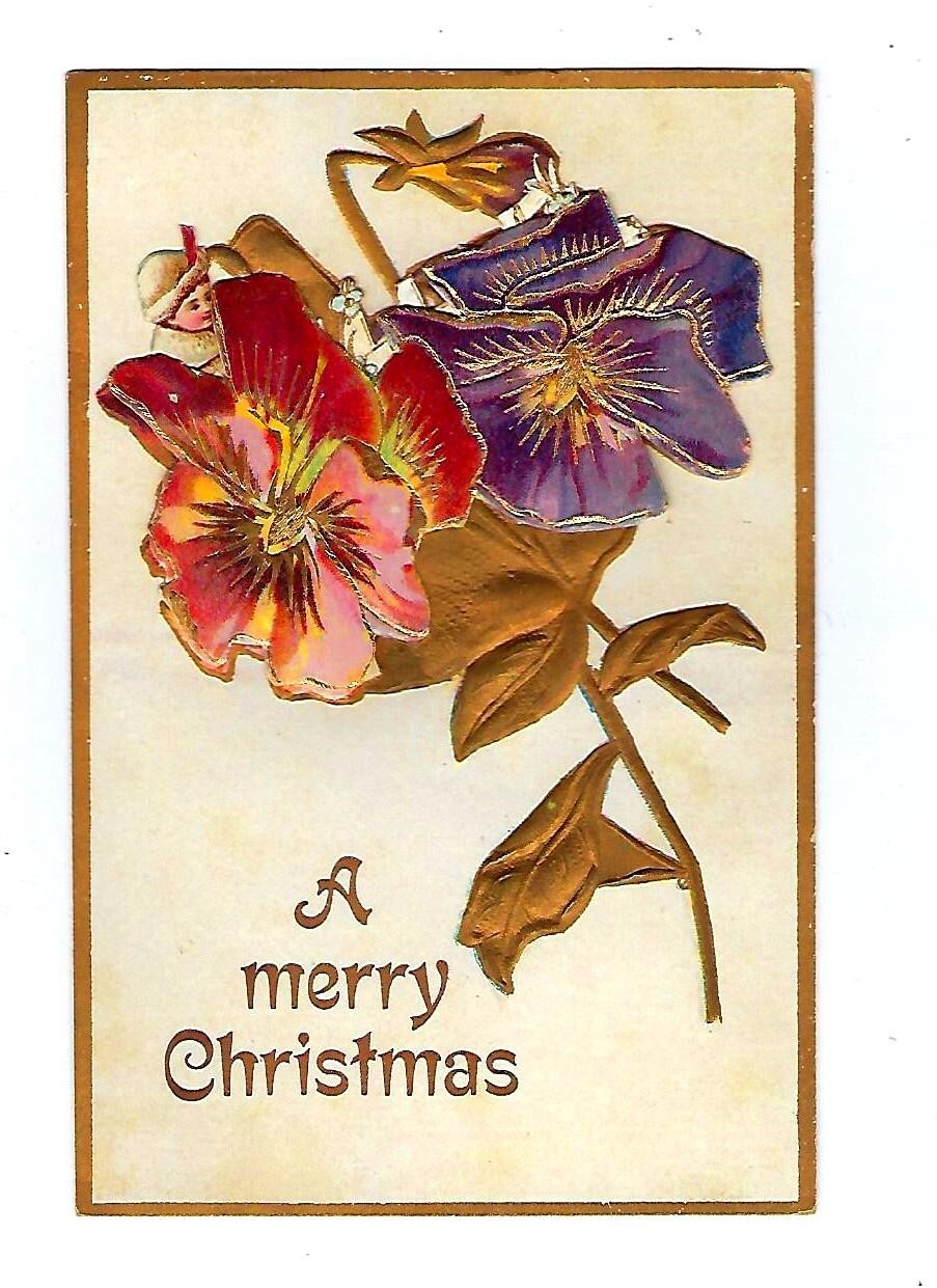 Early 1900's Christmas Fold Out Postcard Beautiful Condition Rare Find