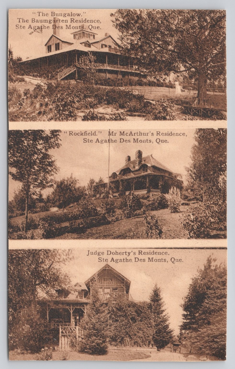 Vintage Divided Back Postcard of Residences in Ste Agathe Des Monts, Quebec
