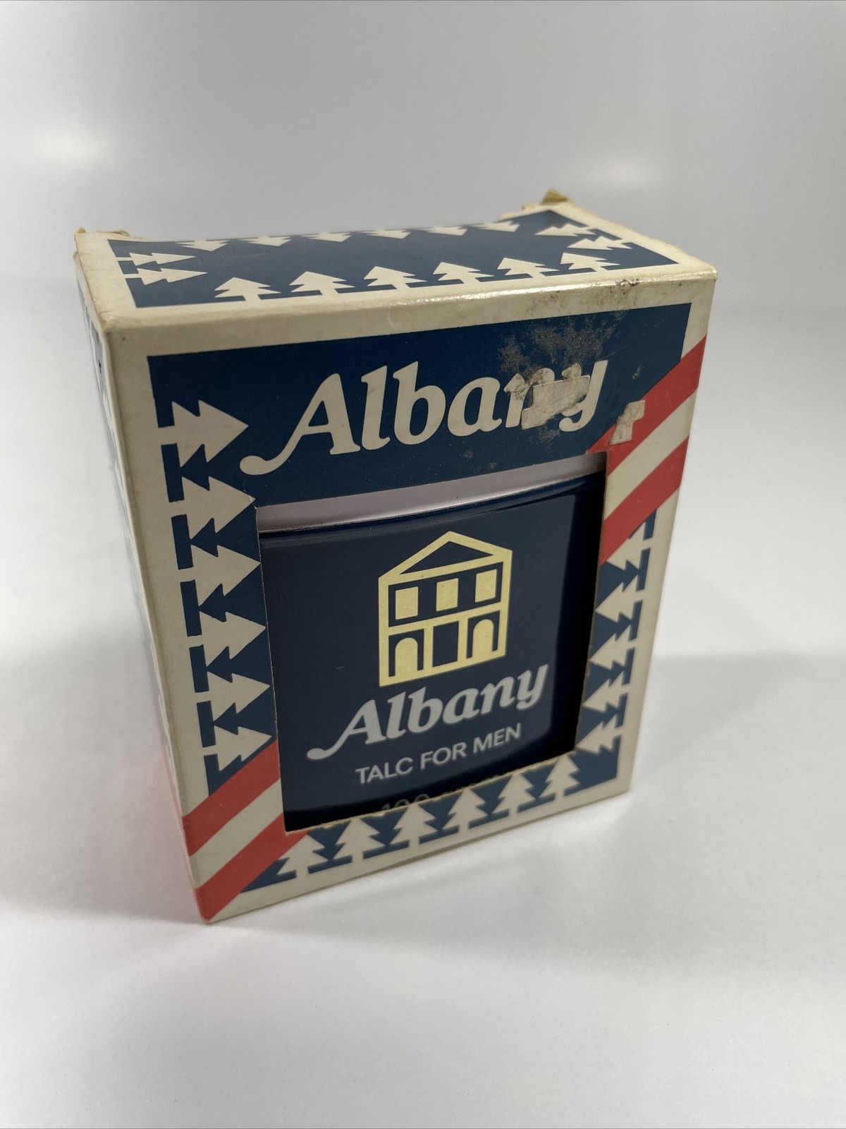 Albany Talc for Men Tin & Box 1960s Barber Shop Collectible Vintage