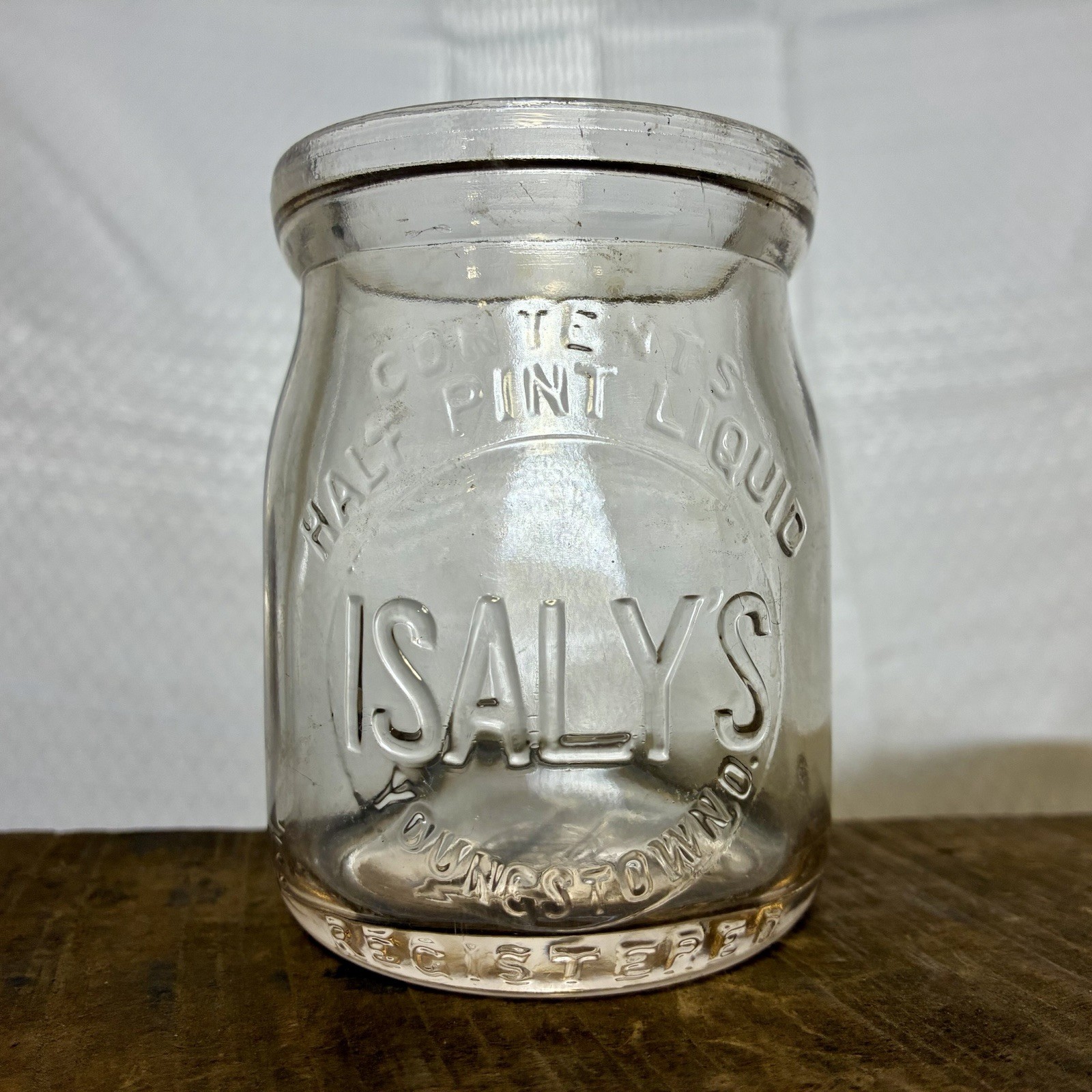 Isalys Milk Bottle Embossed Stubby Half Pint From Youngrstown Ohio, Isalys Milk