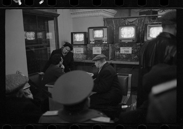 Photo:Moscow Russia 1950s Soviet TV Shop Men Buying Televisions
