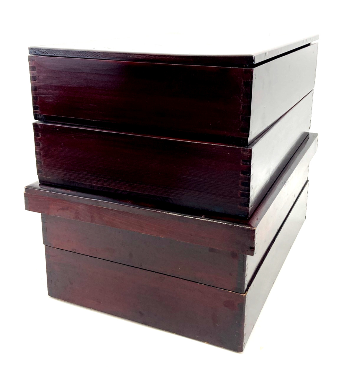 Beatiful Vintage Japanese Lacquer Red WoodBox Set 4pc Urushi Jewelry Case EL0180