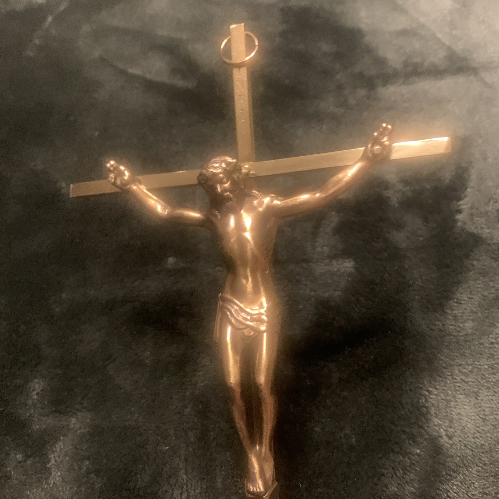 Vintage Solid Brass Wall Hanging Jesus on The Cross Crucifix 10.”
