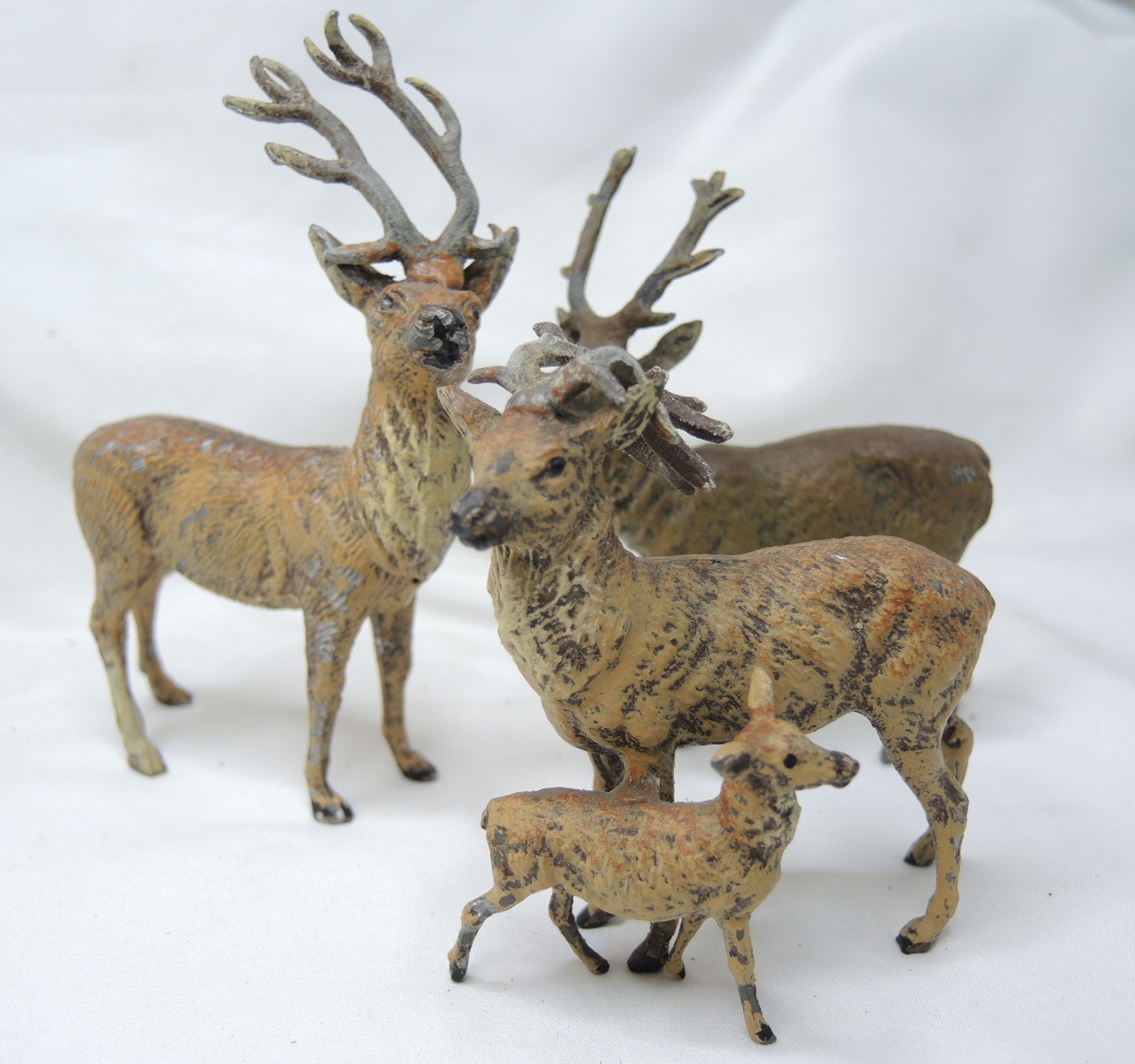4-Vintage PUTZ Christmas Reindeer Deer Made in Germany METAL Stags