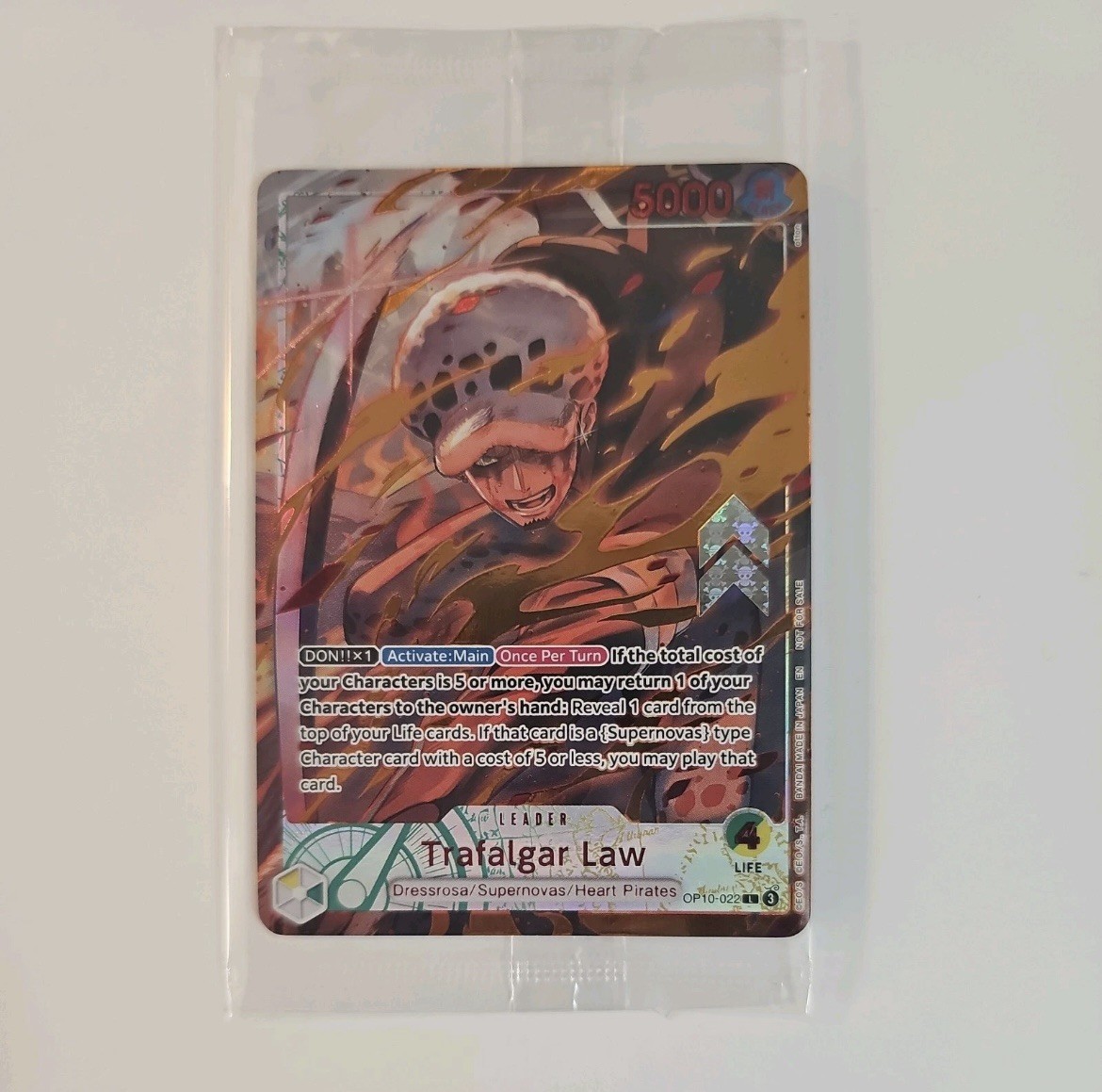 One Piece Trafalgar Law OP10-022 Flame Flame Top Prize SEALED Alt Leader