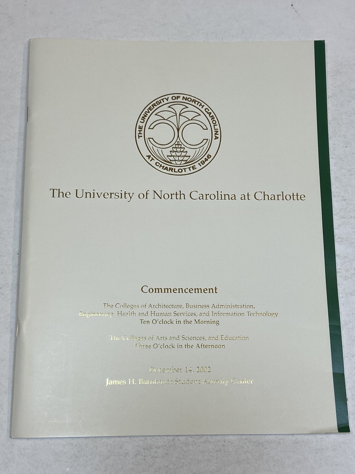 The University of North Carolina at Charlotte Student Graduation December 2002