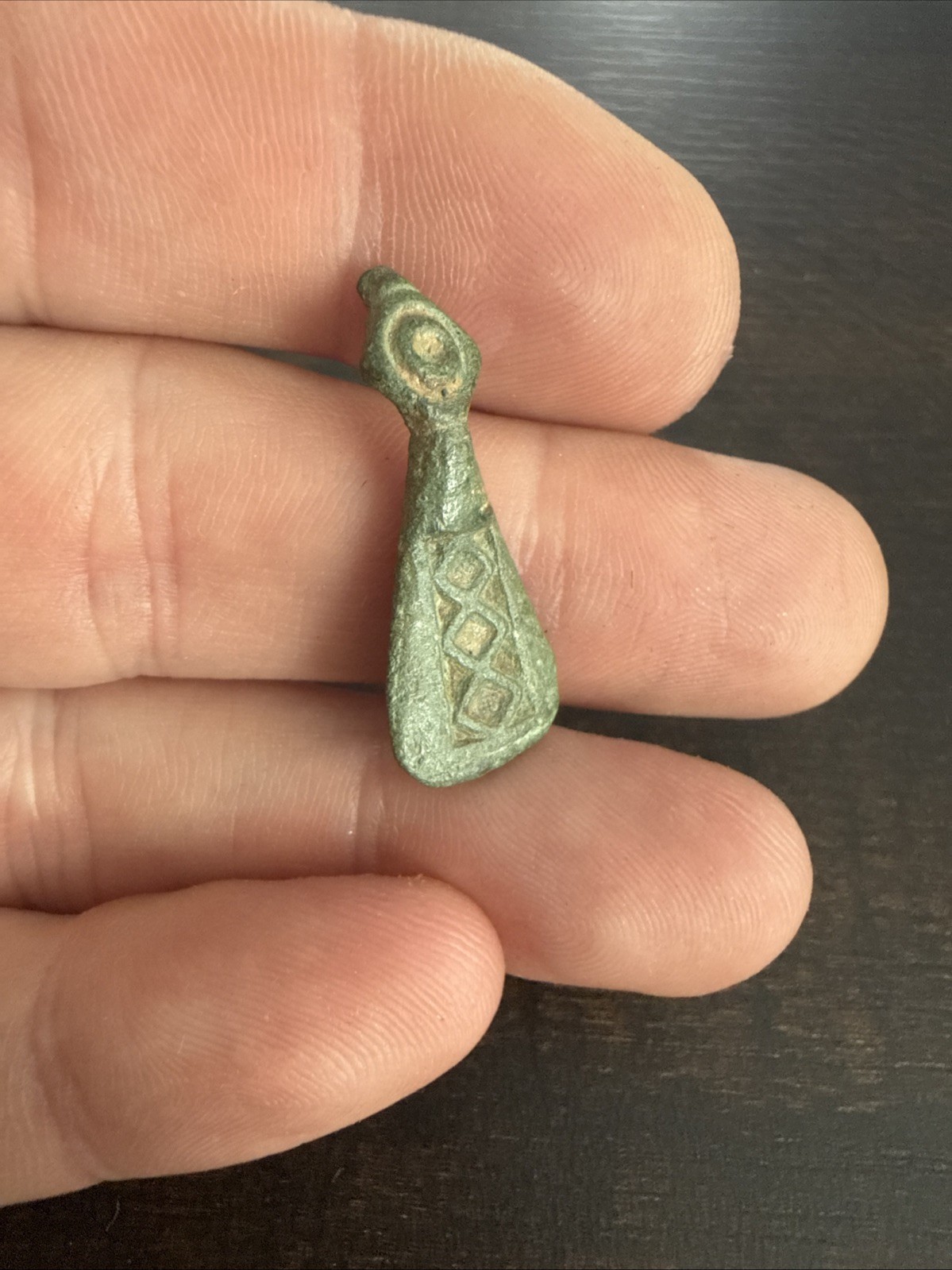 Antique Roman Bow & Fantail Icon - Copper - Green 1st/2nd AD