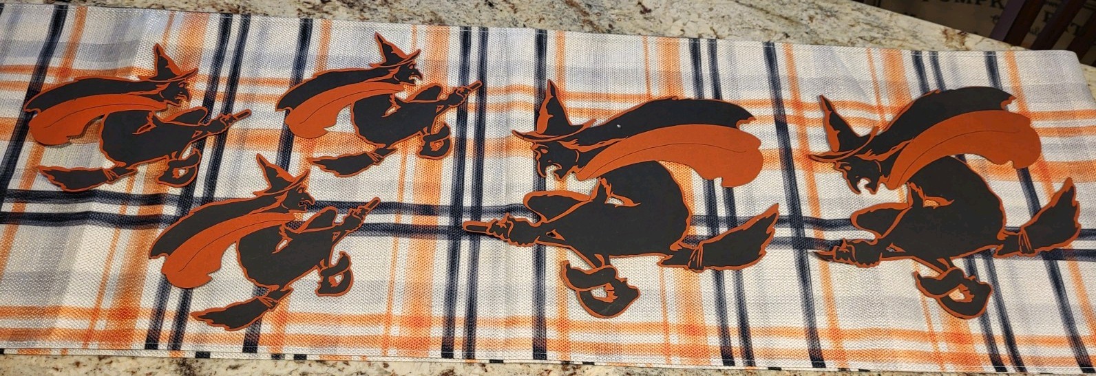 AMAZING LOT OF 5 -  ANTIQUE HALLOWEEN DENNISON 1920\'S  FLYING WITCH DIECUTS