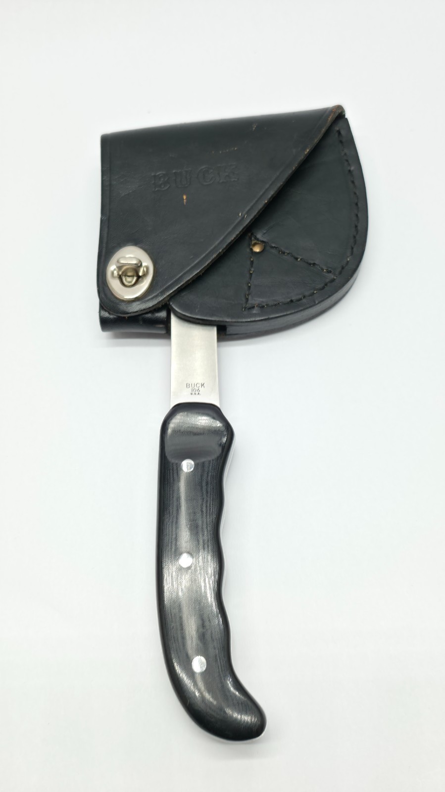 Buck 106 Hatchet Hunter Axe Black Original Leather Sheath Made in USA