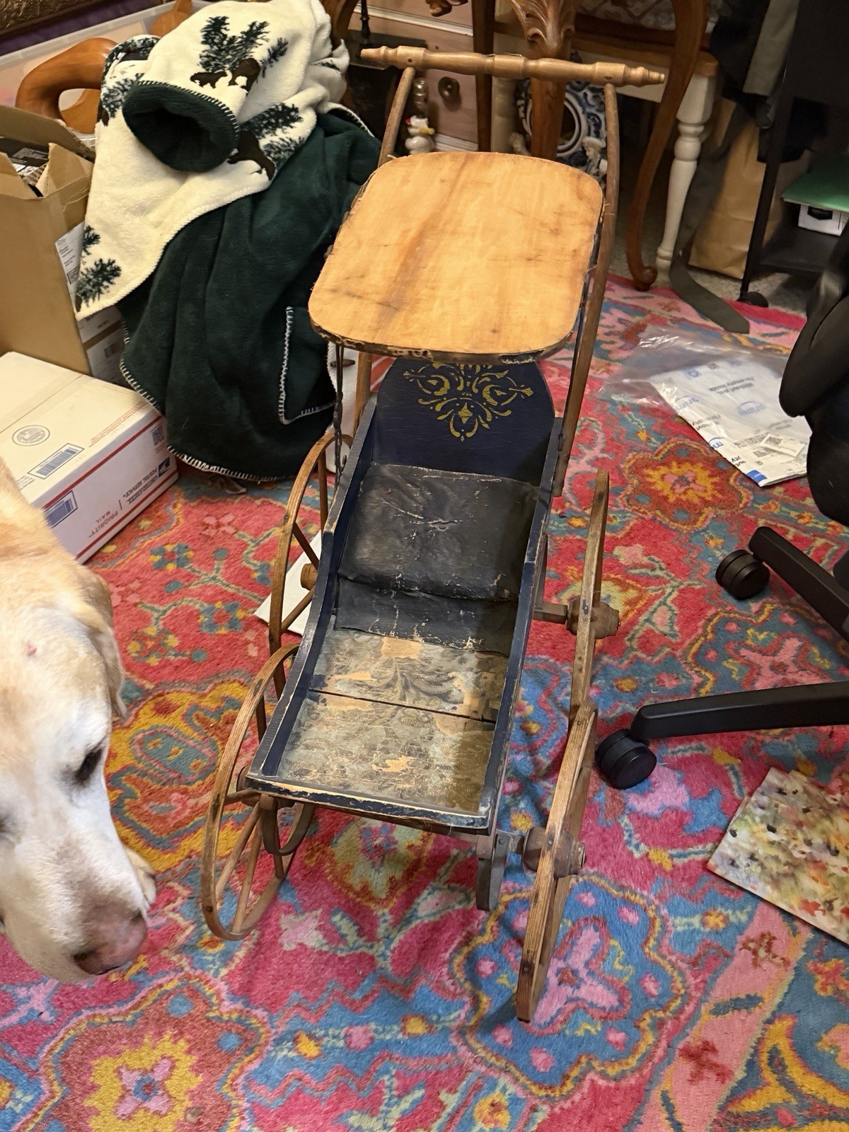 1880s Doll Stroller/Pram Willow wood  Frame, untouched Antique Condition🔥❤️🔥