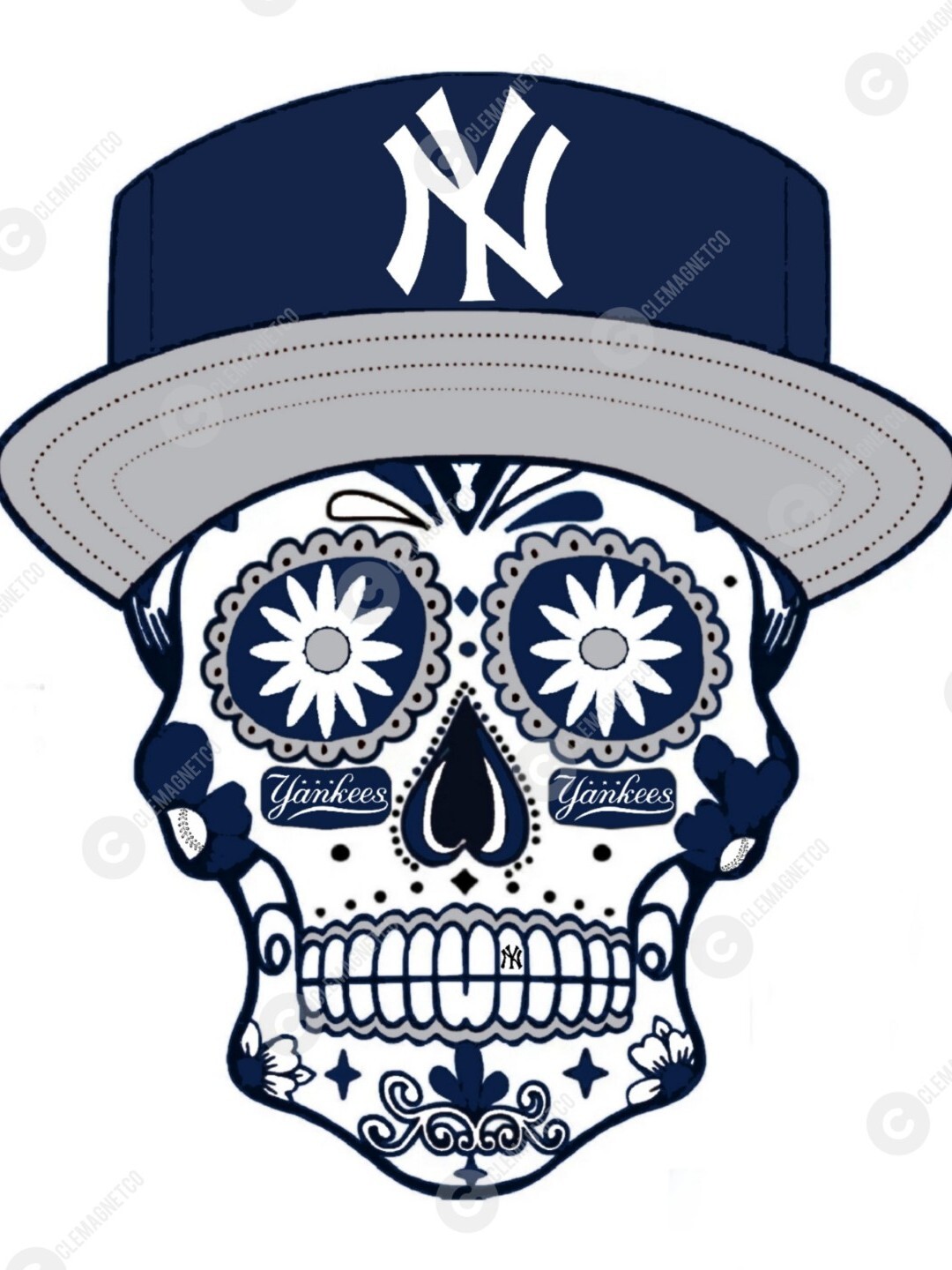 New York Yankees Sugar Skull STICKER Logo - MLB NY Bronx