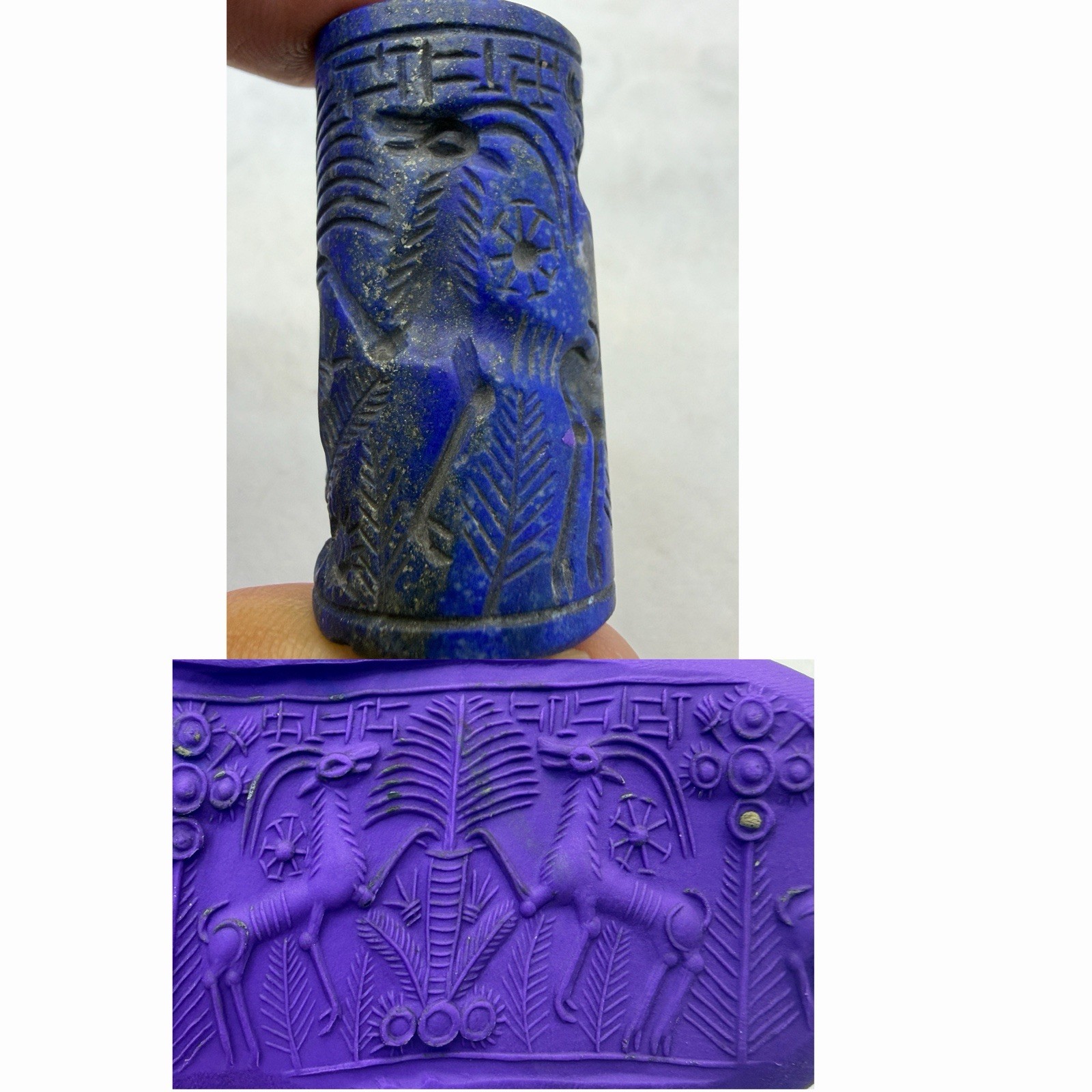 Wonderful Old Lapis Lazuli Roman  Cylindar Intaglio Seal Stone Bead