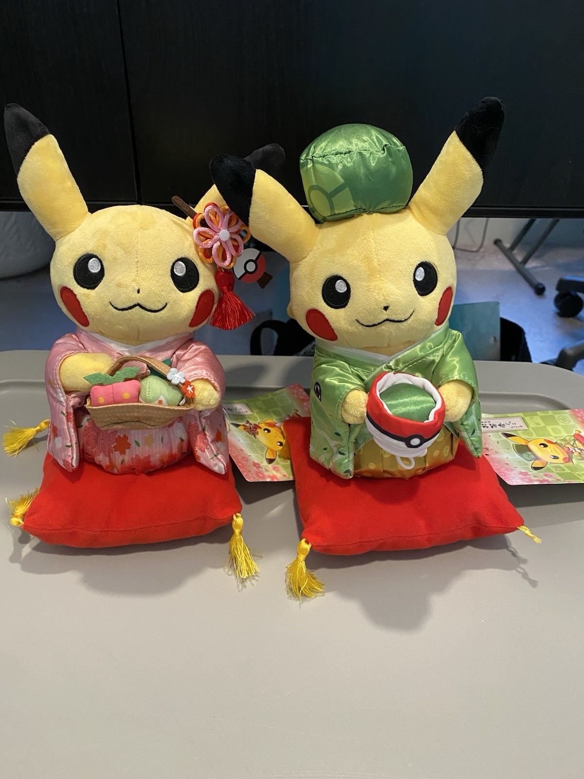 Pokemon Center Kyoto limited Hannari Tea Party Pikachu Pair Plush Set of 2 