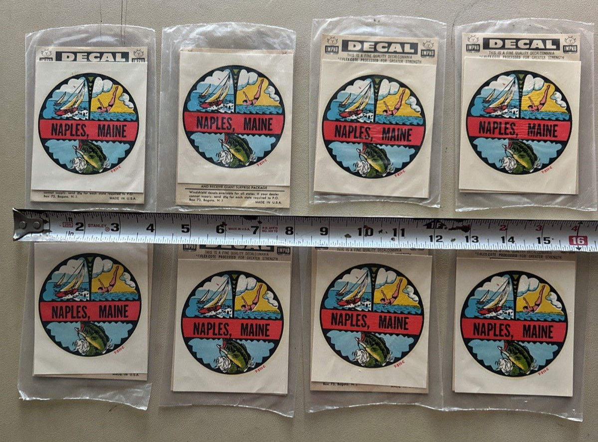 Vintage Naples Maine Windshield Travel Decal Sticker Luggage Label Lot of 8