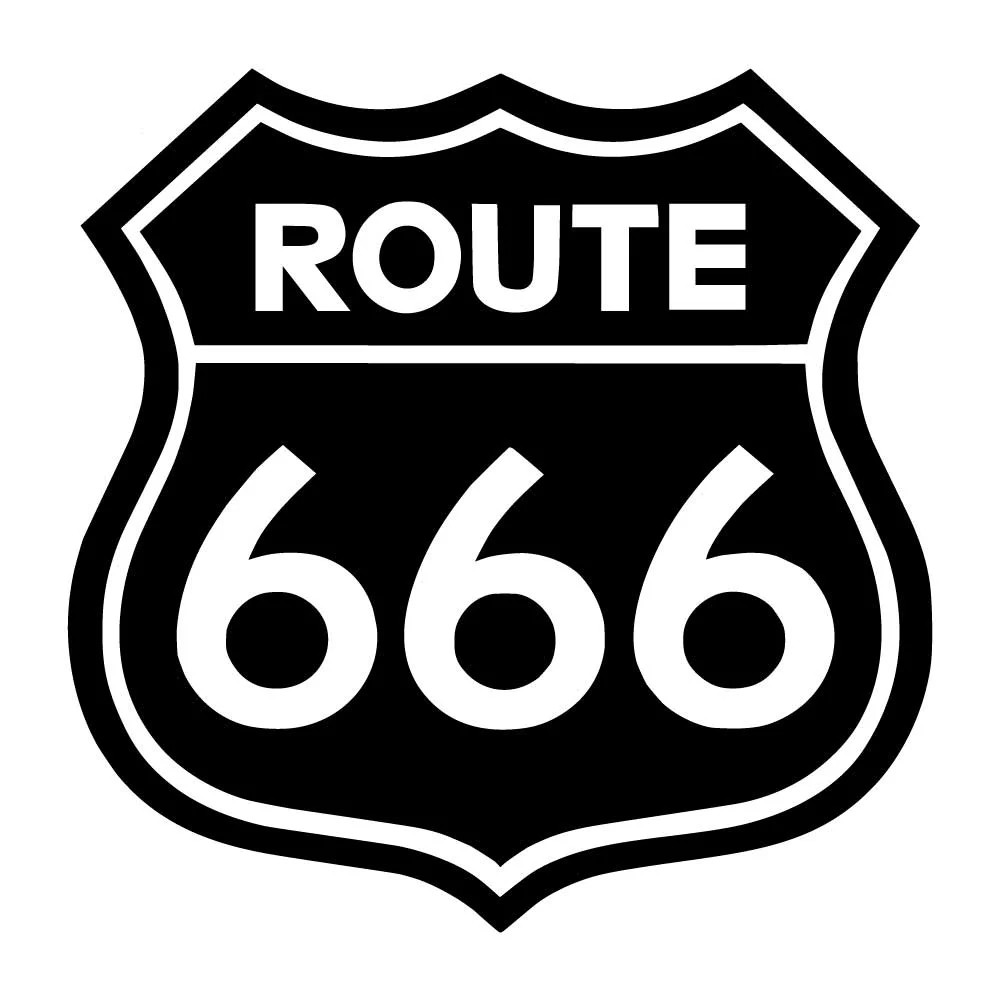 Route 666 Road Sig Decal Sticker Black Die Cut Vinyl