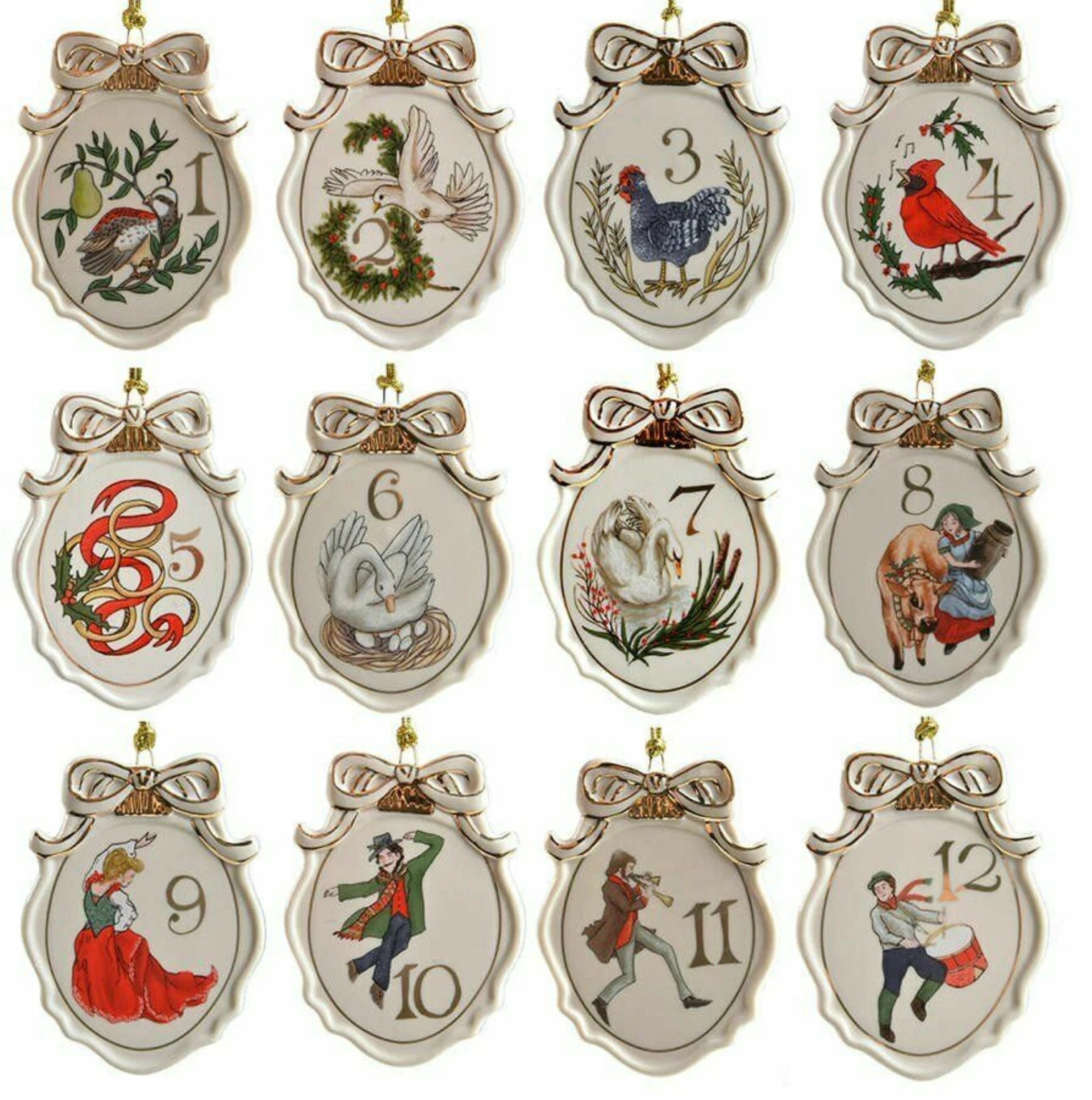 Lenox Twelve Days of Christmas Ornament Set of 12 Christmas Ornaments