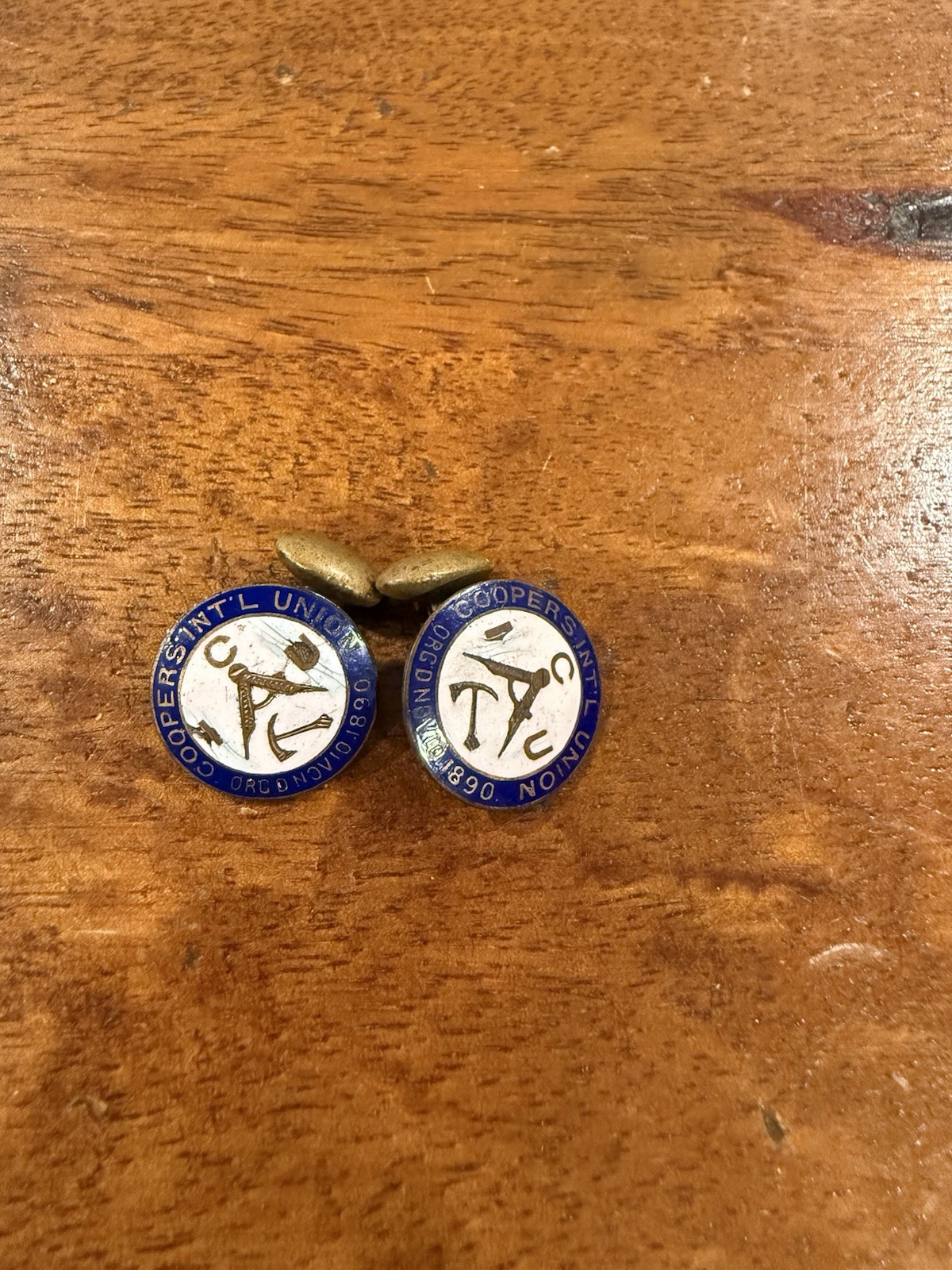 Antique Coopers\' International Union of North America Cufflinks Gold Tone