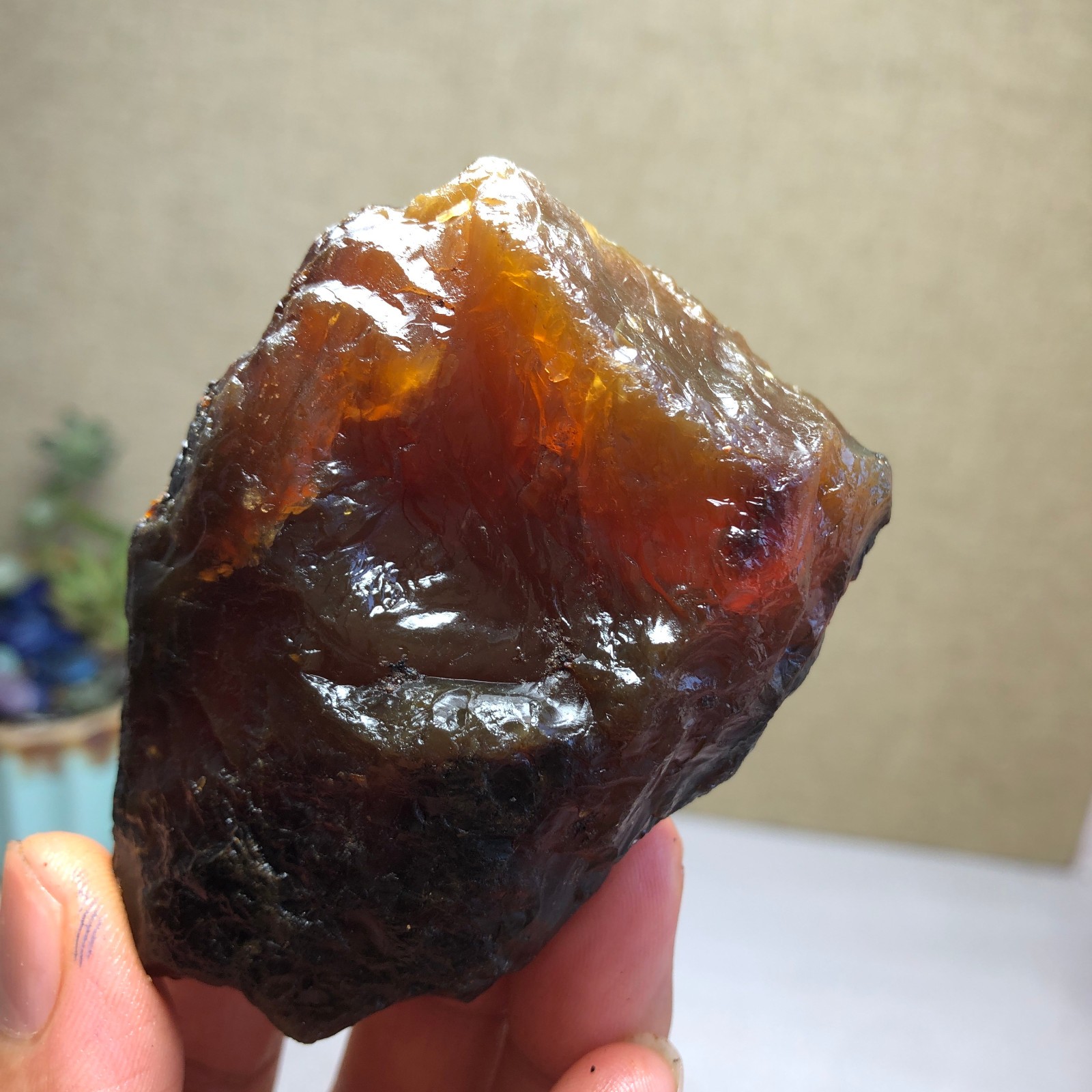 Superlight Natural Original amber rough semitransparent bulk gemstone 43g A5916