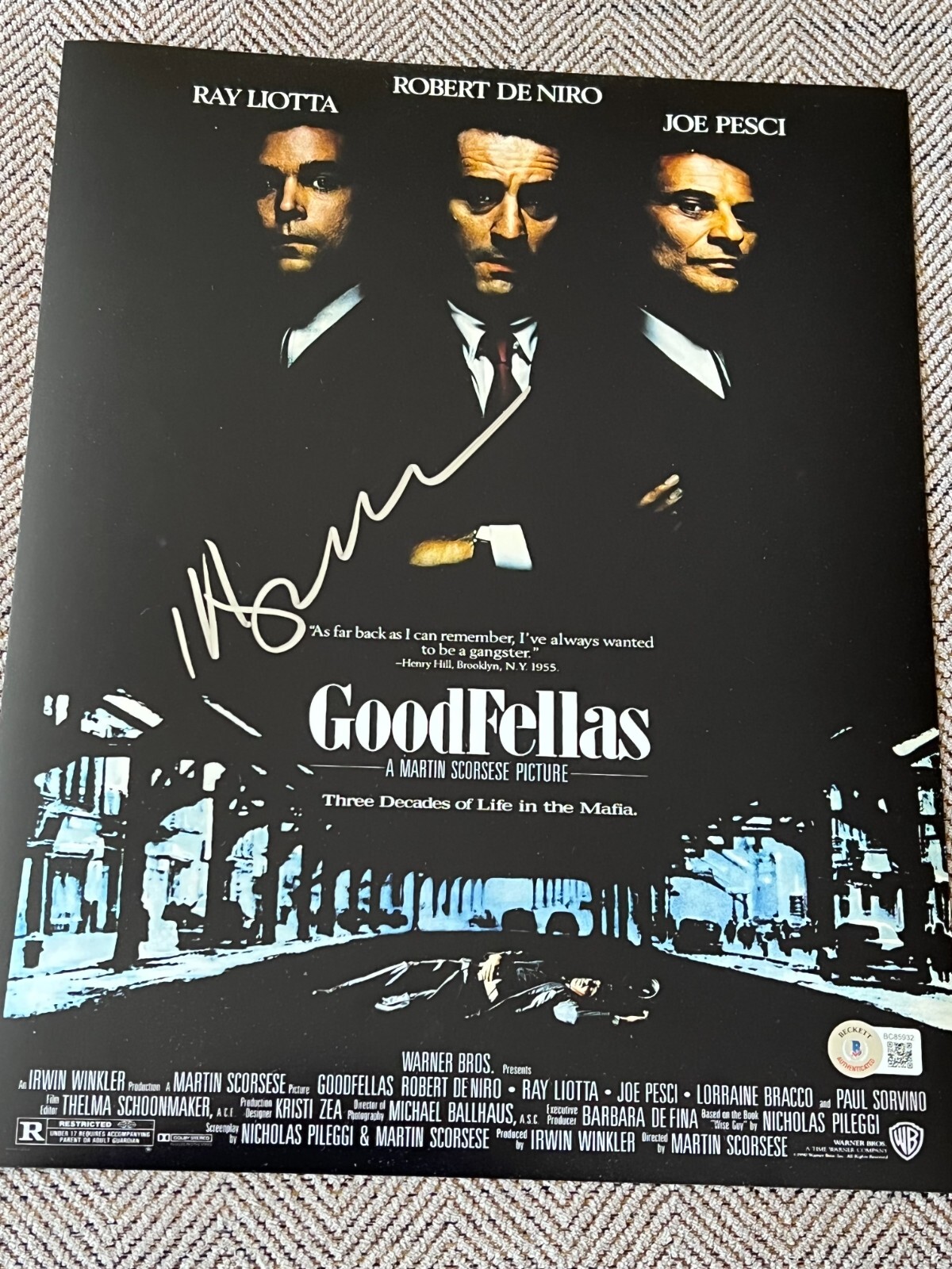 MARTIN SCORSESE SIGNED AUTOGRAPH GOODFELLAS POSTER PHOTO 11X14 BECKETT BAS COA D