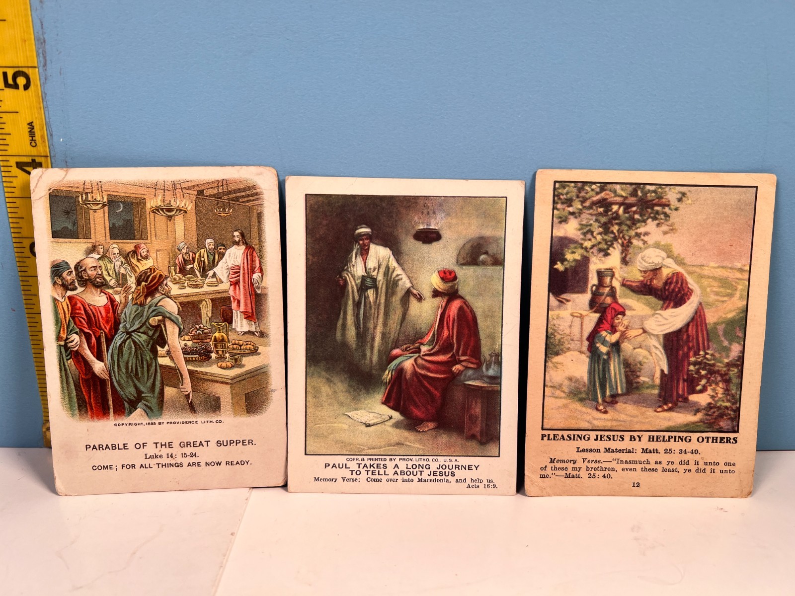 Antique little  Bible lessons  collectible cards lot of 3  Titles below .