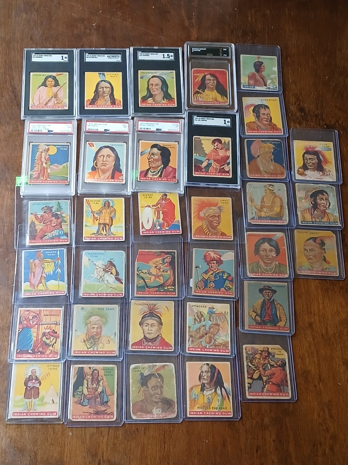 1933 Goudey Indian Gum LOT of 35 (8 Graded) PSA SGC Geronimo Sitting Bull RARE