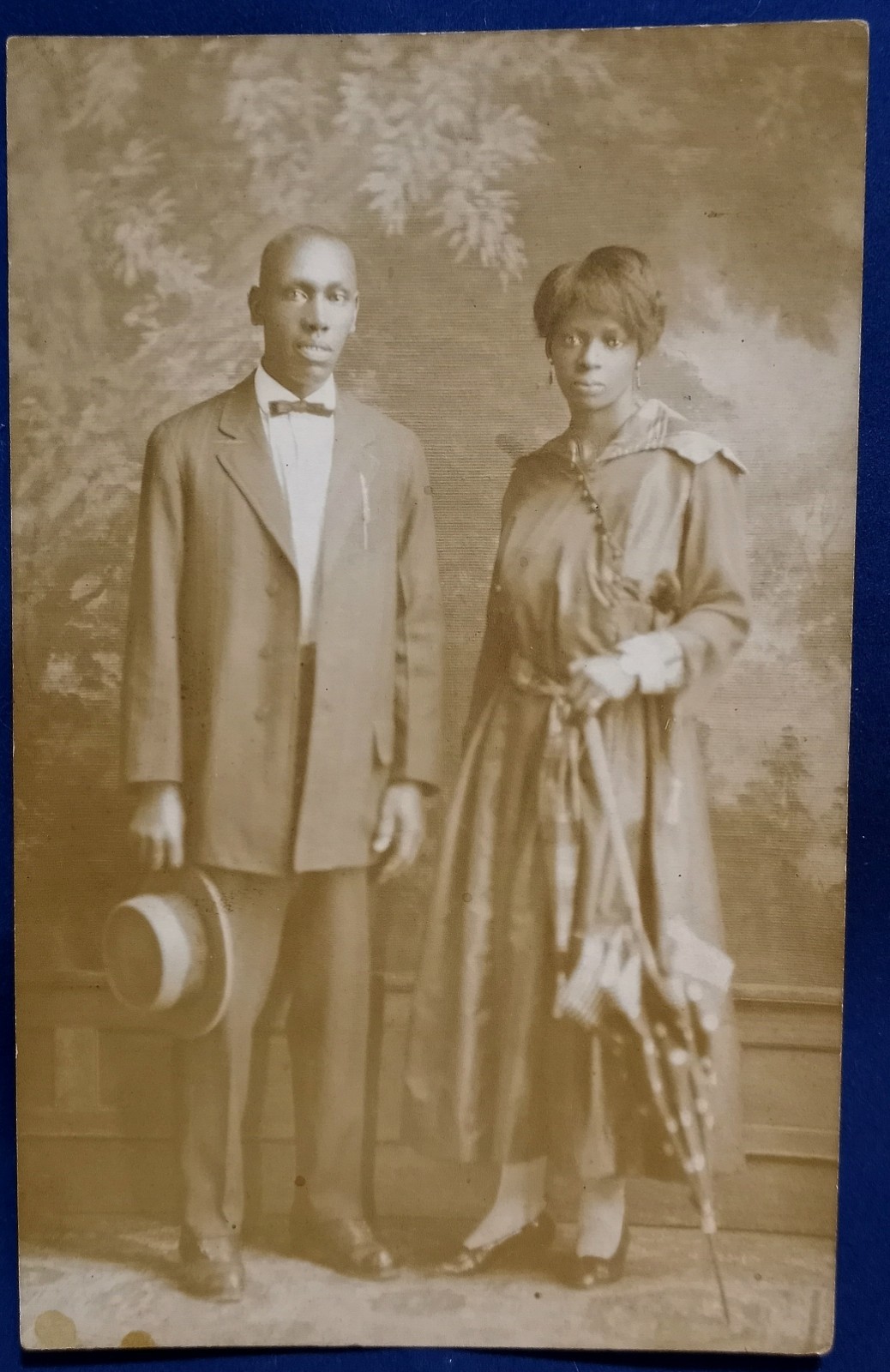 RPPC 1904-1918 African Americans Portrait Postcard AZO 4 Arrows Up Stamp Box