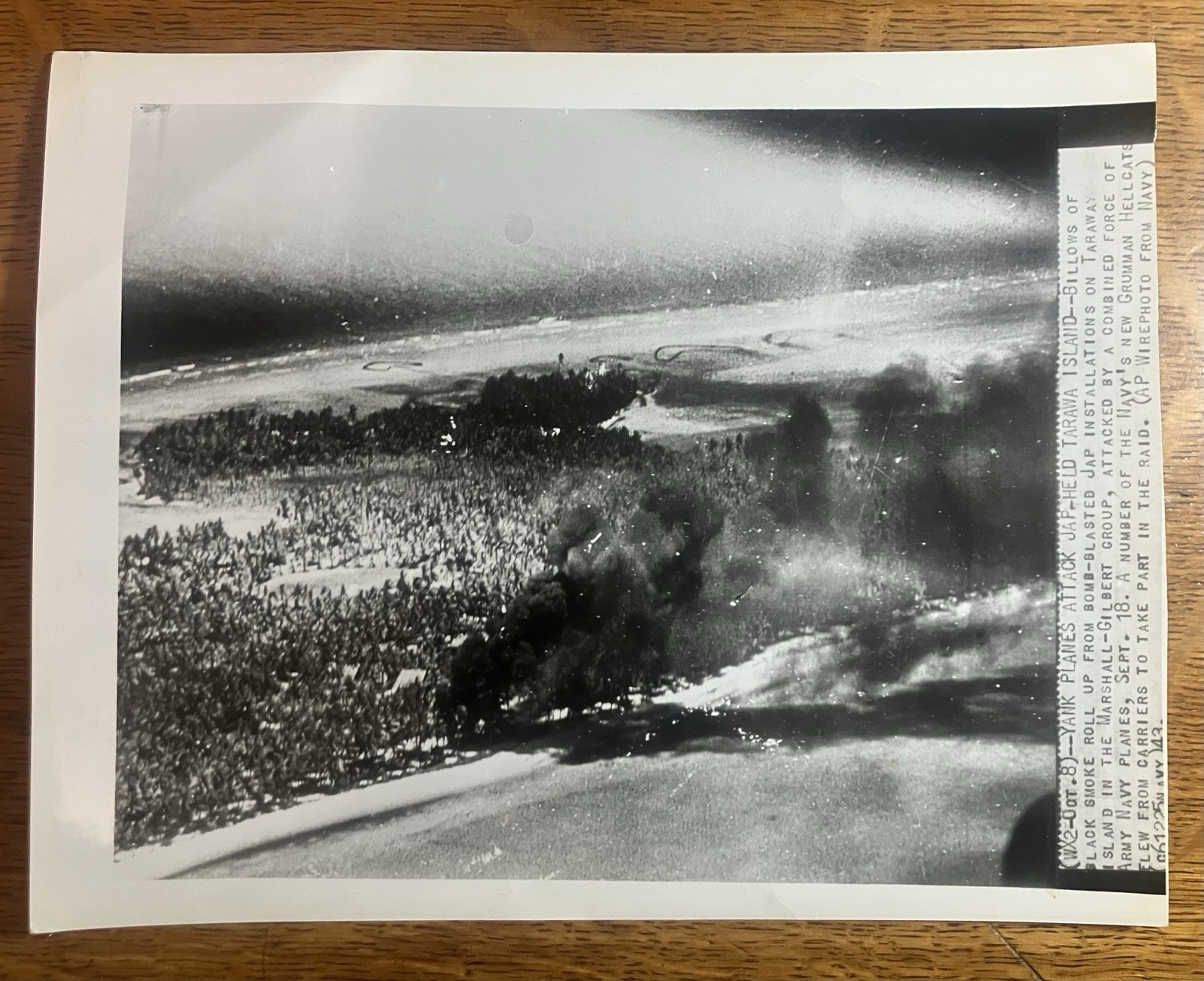 Rare 1943 Type 1 Photo Of US Planes Attacking Installation’s On Taraway Island