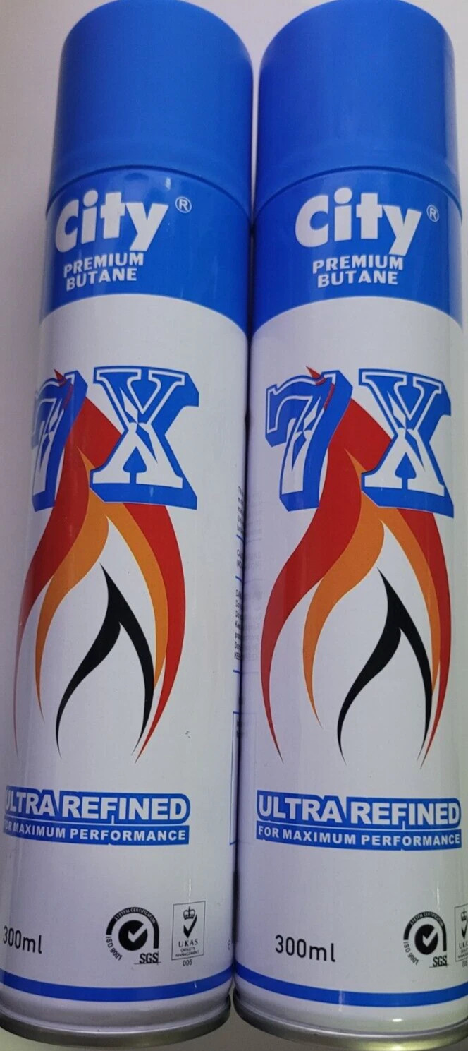 2 Pack Butane Gas 300ml City 7X Ultra Refined Fuel Canister for Lighter Torch