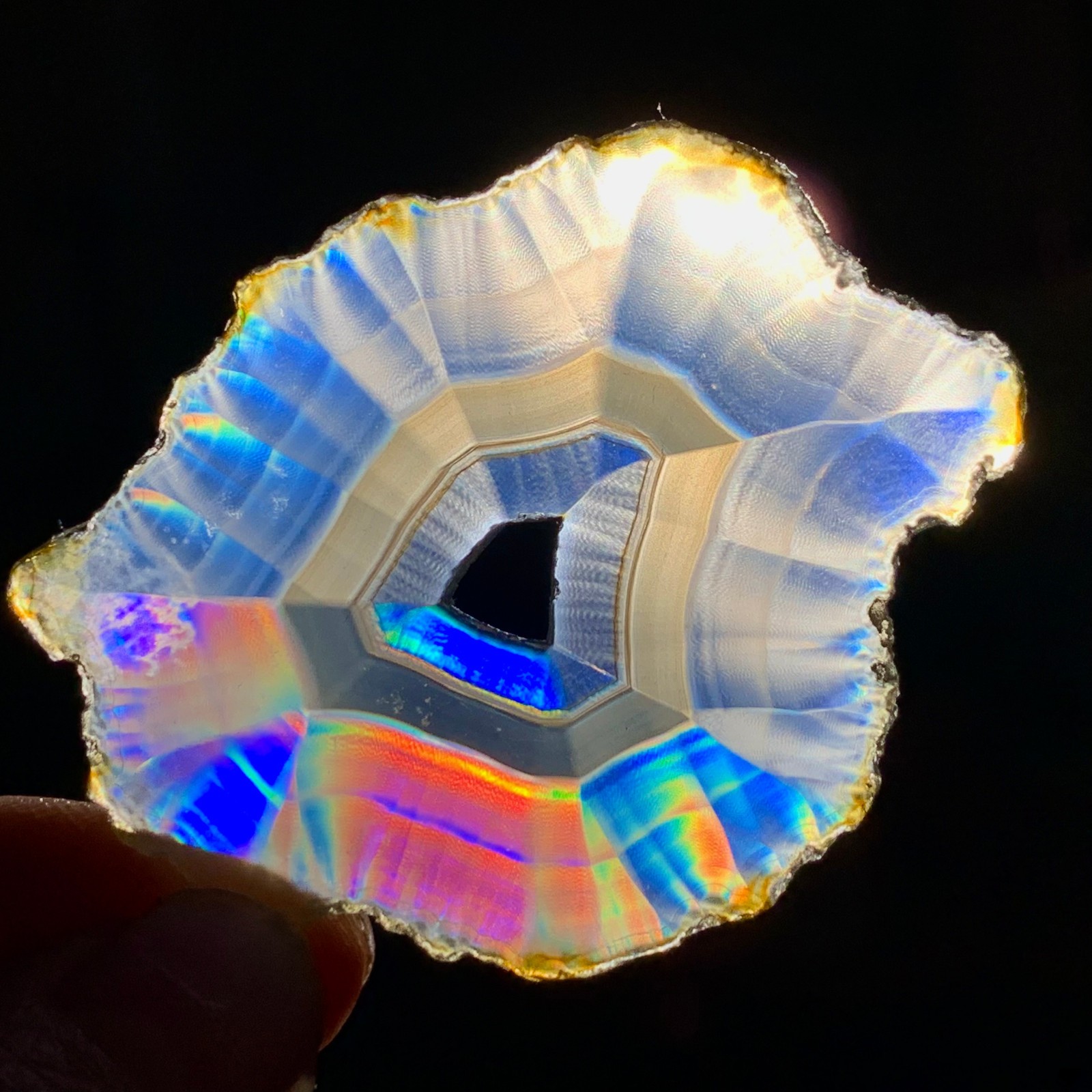 8G Natural Iris Rainbow Agate Slice - Iridescent Iris Agate crystal/Indonesia
