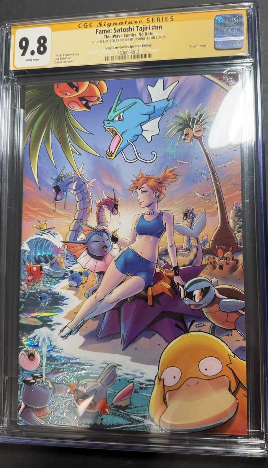 Fame: Satoshi Tajiri Misty Pokémon Book CBCS 9.8 Signed Creees Lee Spot Foil LTD