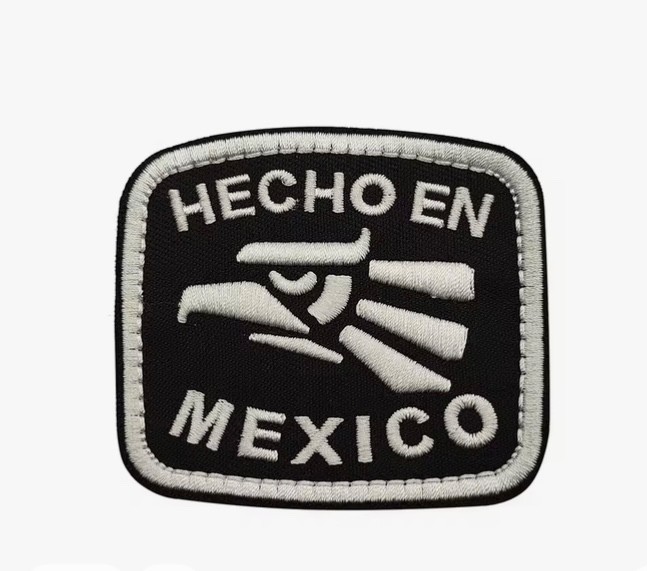 HECHO EN MEXICO MADE IN MEXICO BLACK & WHITE TACTICAL MORALE HOOK & LOOP  PATCH
