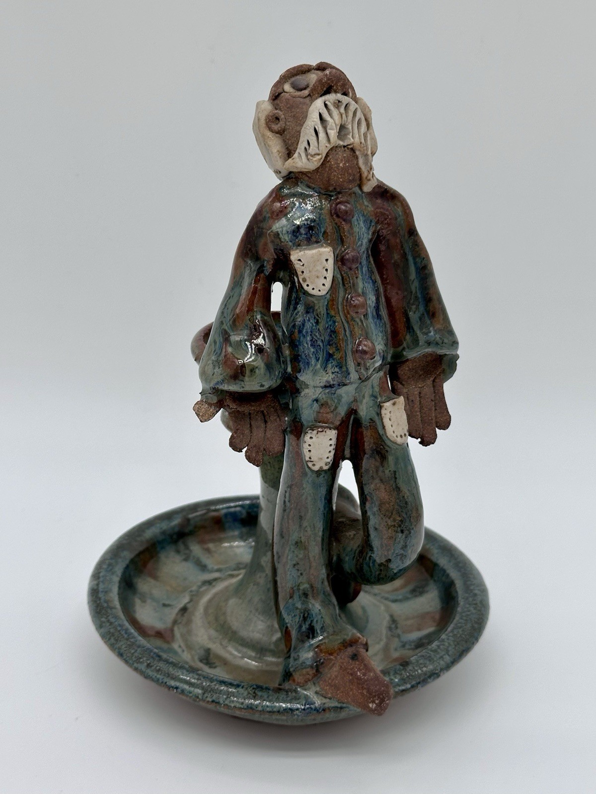 Vtg 1970's Our Gang Pottery Figural Incense Burner Candle Holder Signed PC Folk