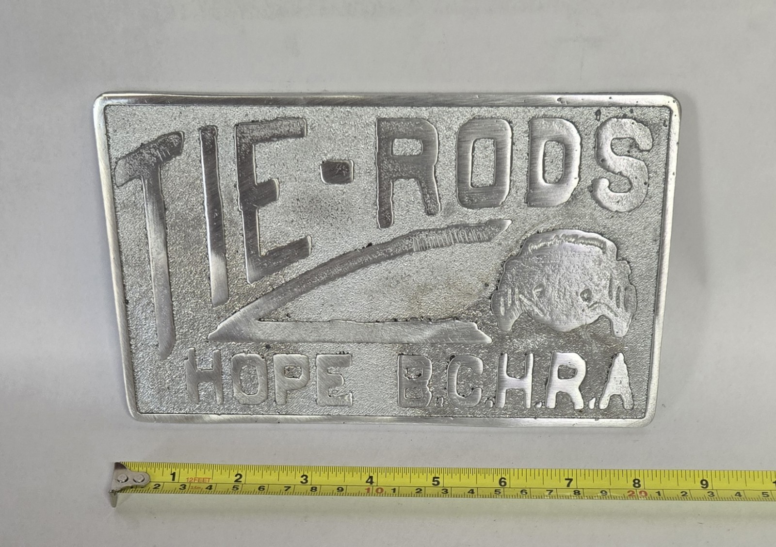 Vintage Cast Aluminum  TIE - RODS  HOPE B.C.H.R.A  Car   Plaque 