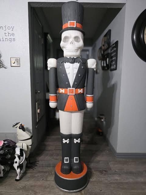 6 Ft Animated Giant Skeleton Nutcracker Halloween Decoration , Black and Orange