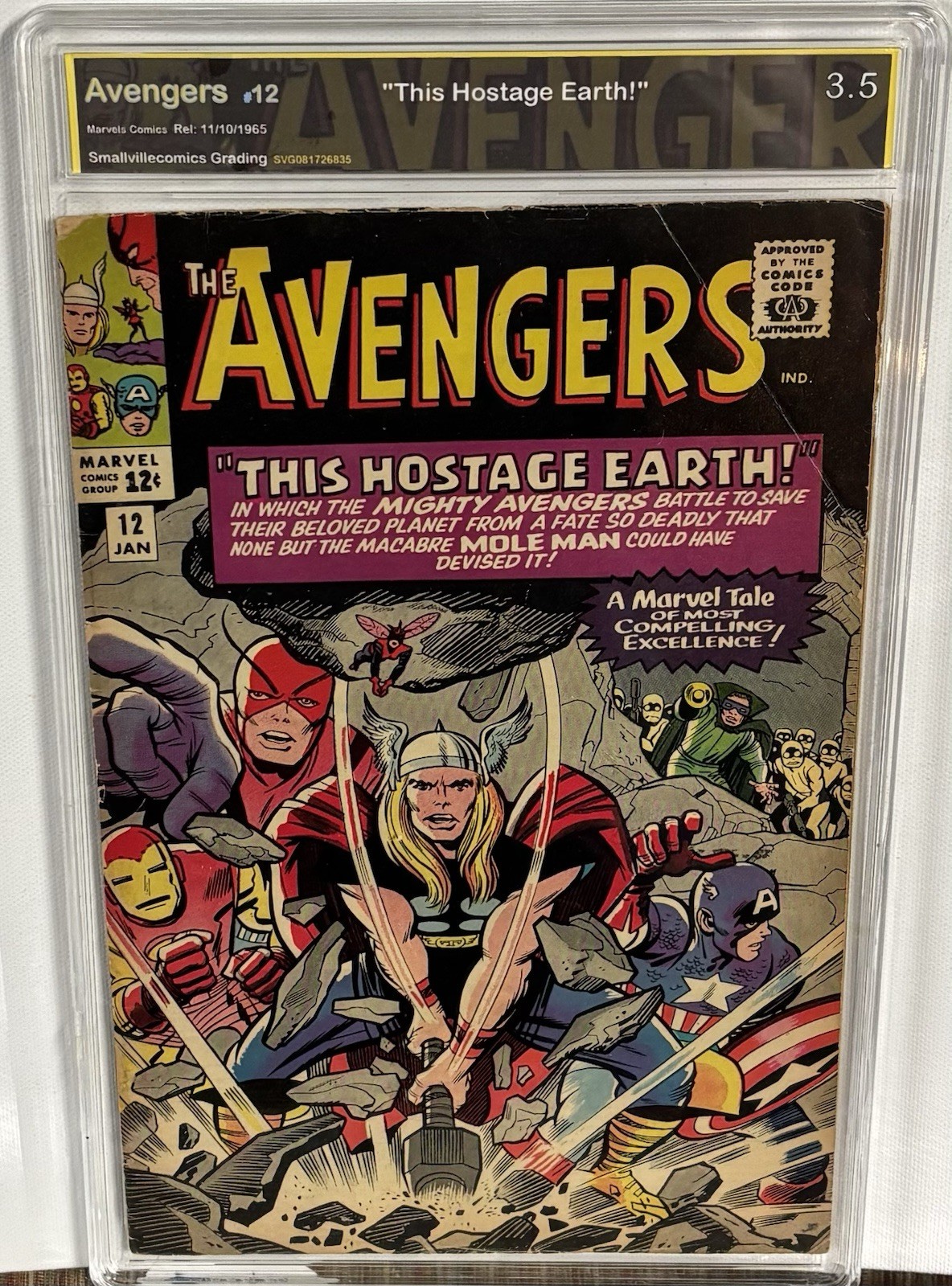 AVENGERS #12 (1965) - Classic Thor Cover SVG 3.5 WHITE PAGES/complete 🤗🤩