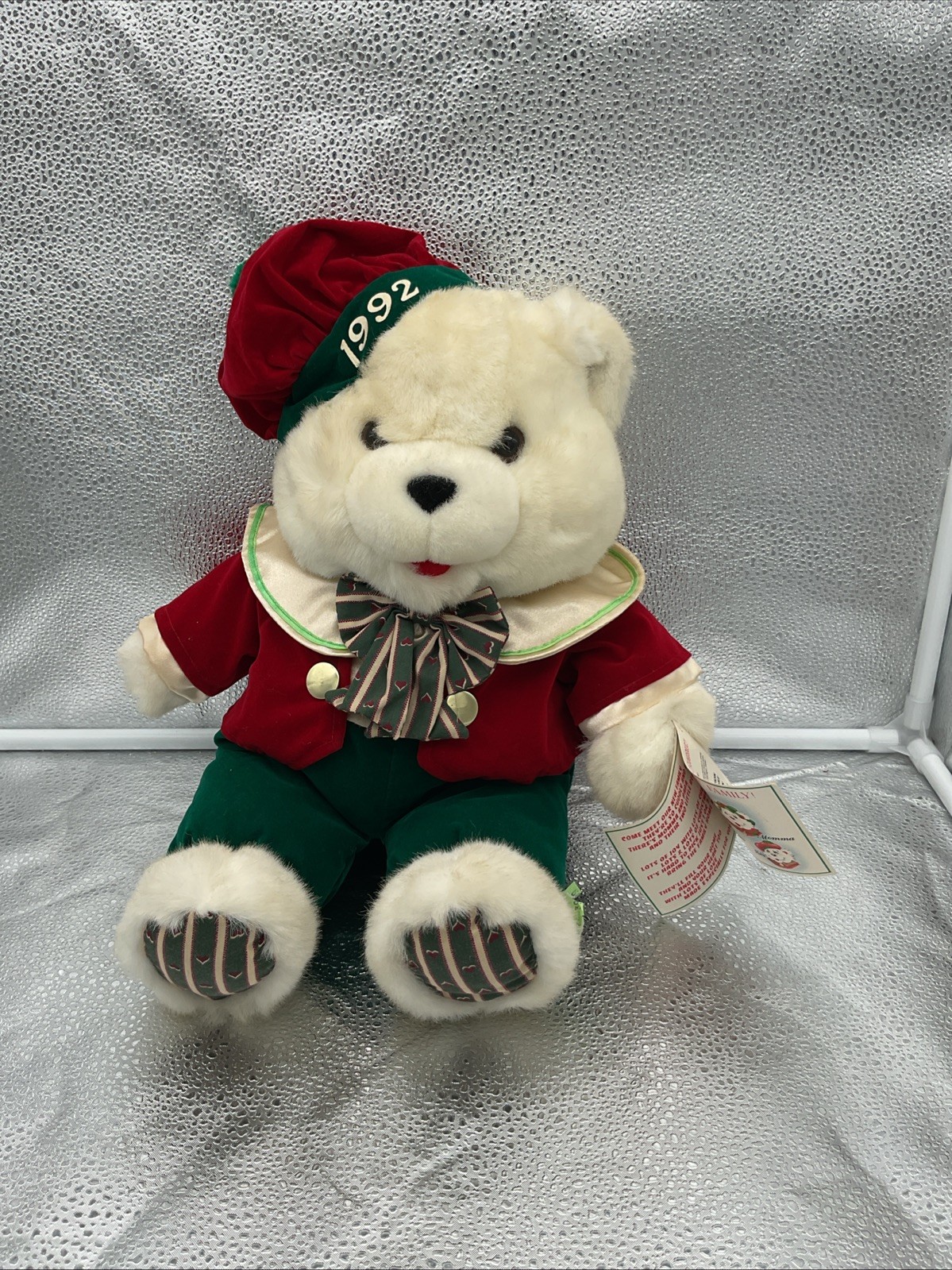 1992 Kmart Christmas Winter Teddy Bear 16 Inch White Plush Stuffed Animal W/ Tag