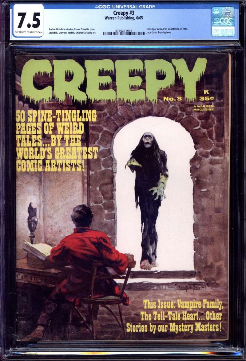 CREEPY #3 CGC 7.5 OW/WH PAGES // WARREN PUBLISHING MAGAZINE 1965