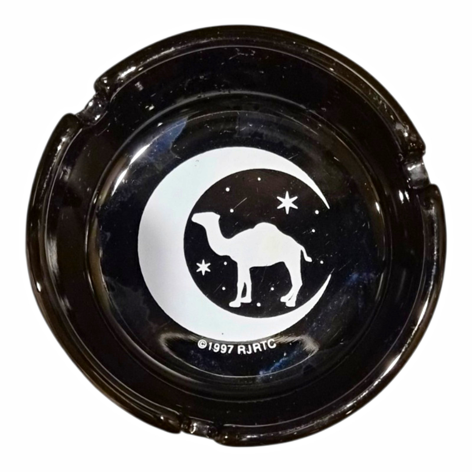 Vintage 1997 Camel Moon Stars Black Amethyst Glass Ashtray RJRTC