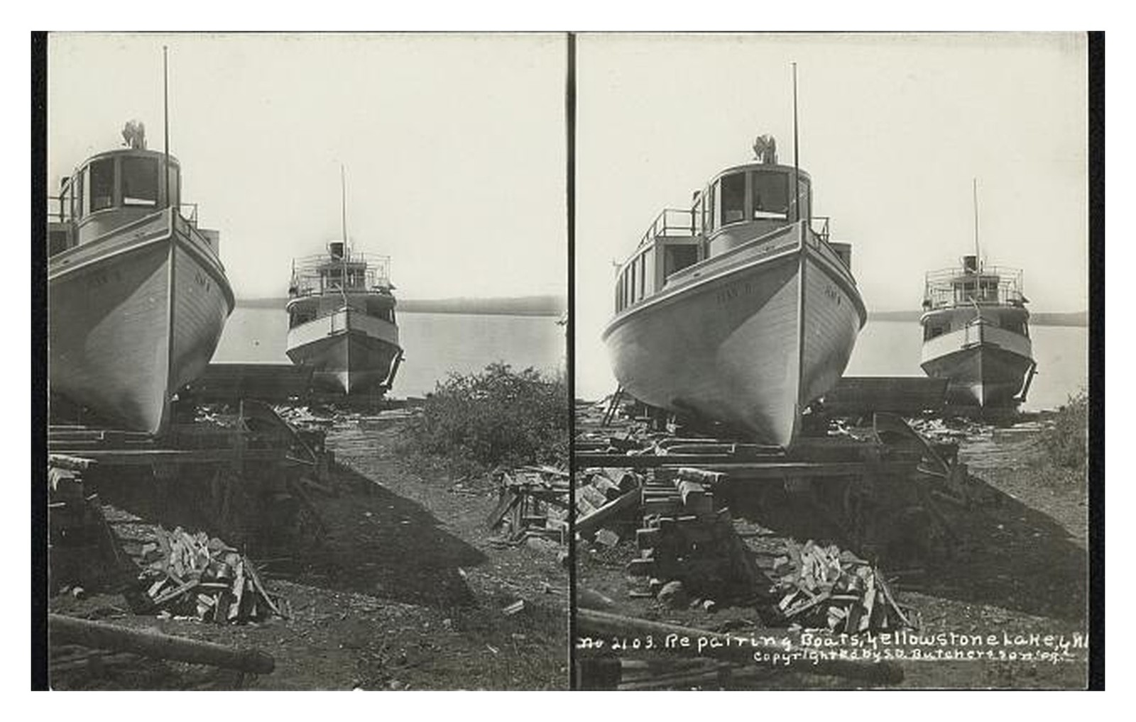 Yellowstone Lake Repairing Boats Standard Postcard