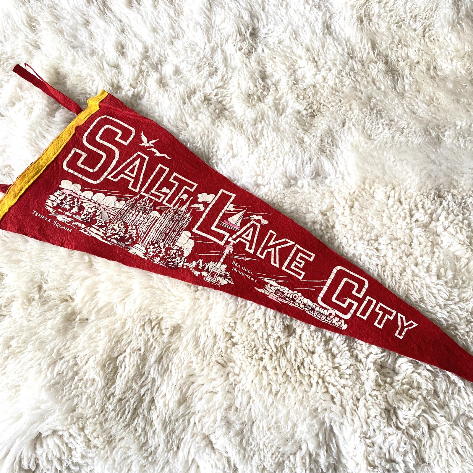 Vintage Salt Lake City Felt Pennant Flag Mormon Temple 1950s