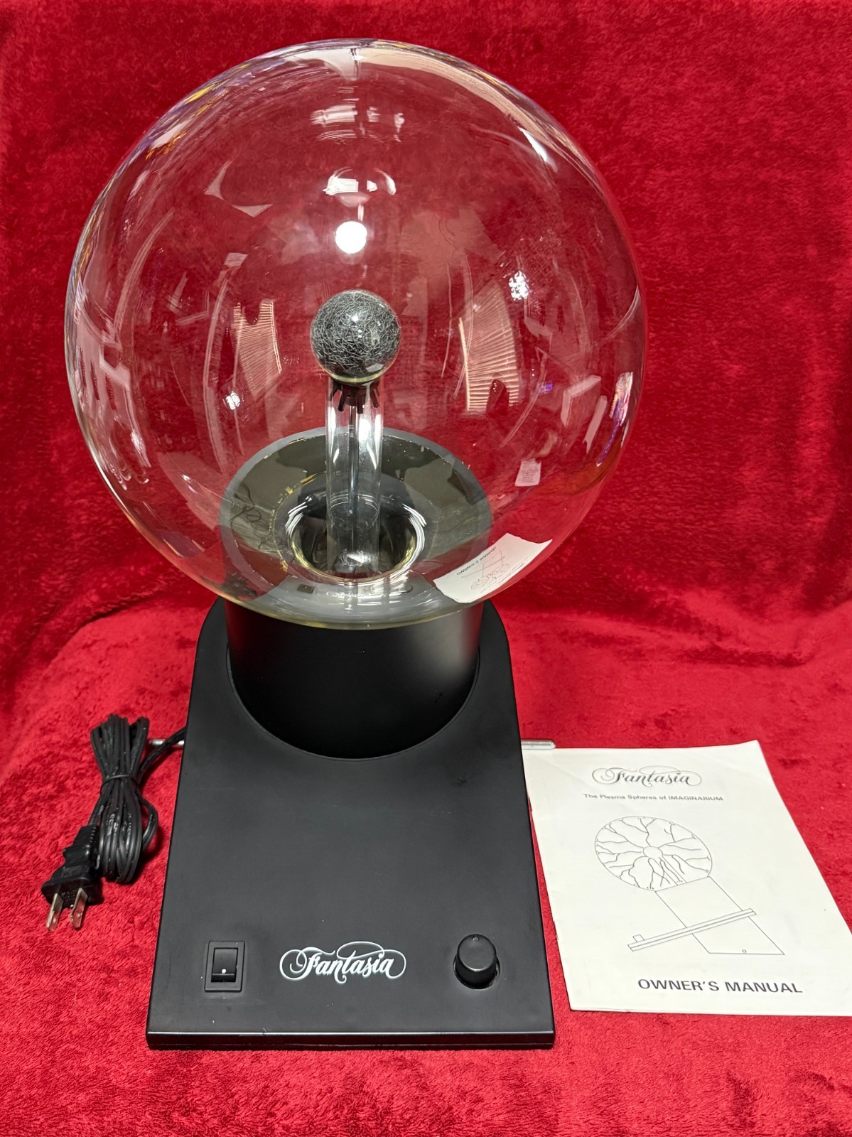 Vintage 1980s Fantasia Plasma Ball Lamp 9” Globe with Owner's Manual