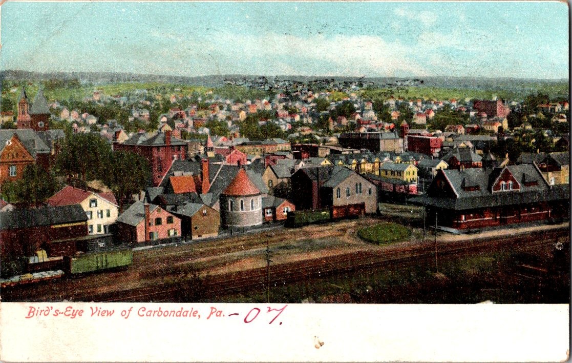 Birds Eye View Carbondale Pennsylvania PA Antique c1905 Postcard Scranton