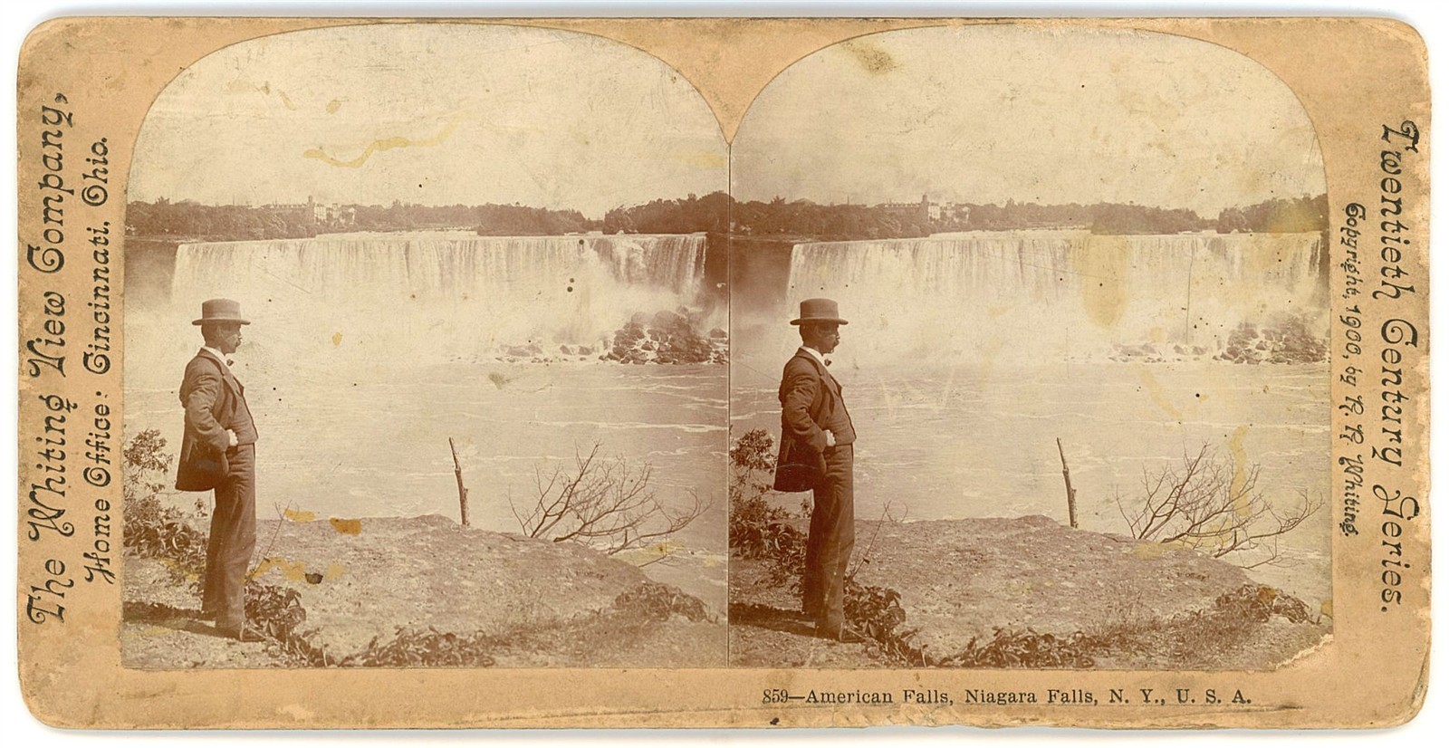 NEW YORK STEREOVIEW - Niagara Falls - American Falls - Whiting View Co c1900