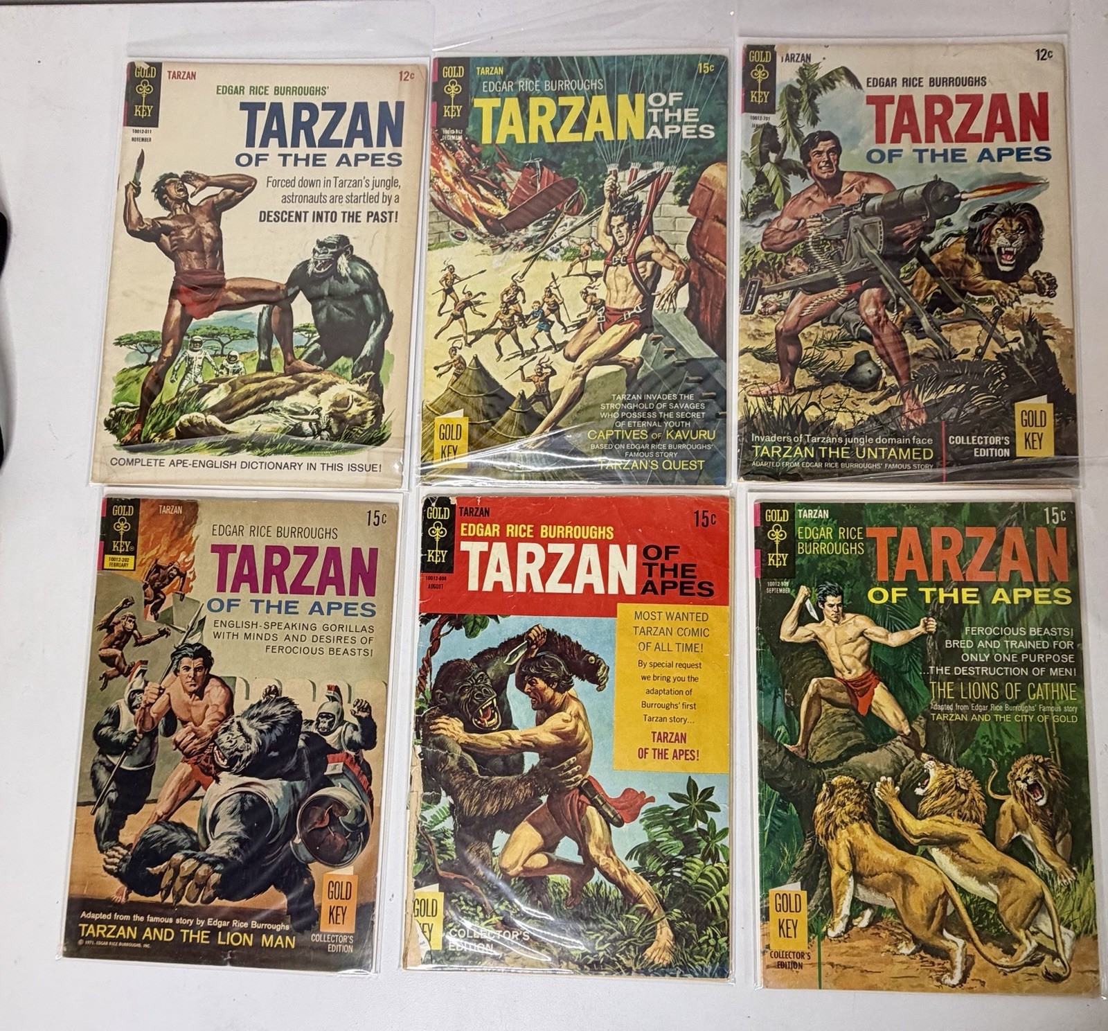 Tarzan Gold Key Comic Lot 6 pieces Edgar Rice Burroughs Lot #3