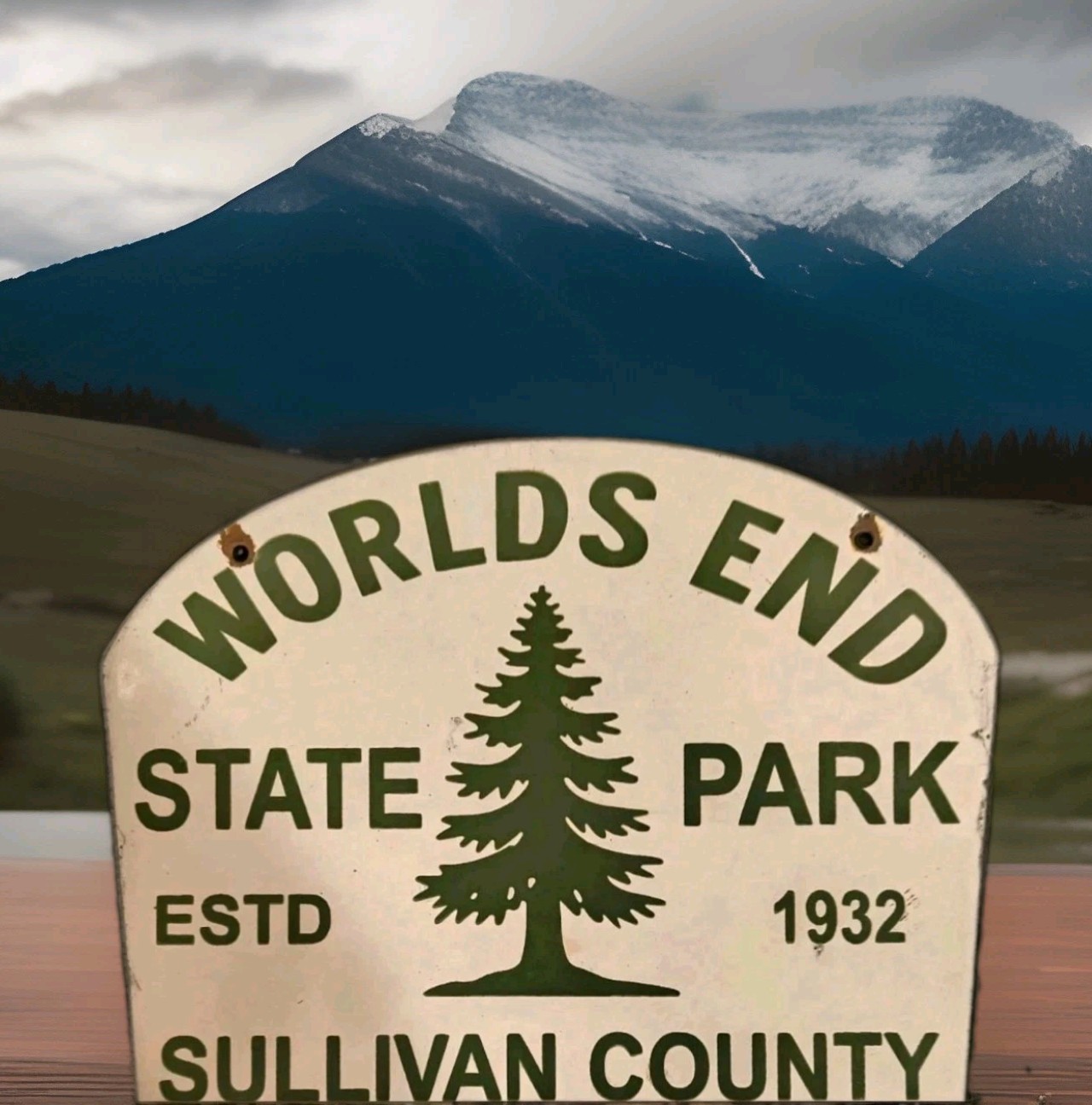Vintage World\'s End State Park Porcelain Sign Forksville Pennsylvania Sullivan
