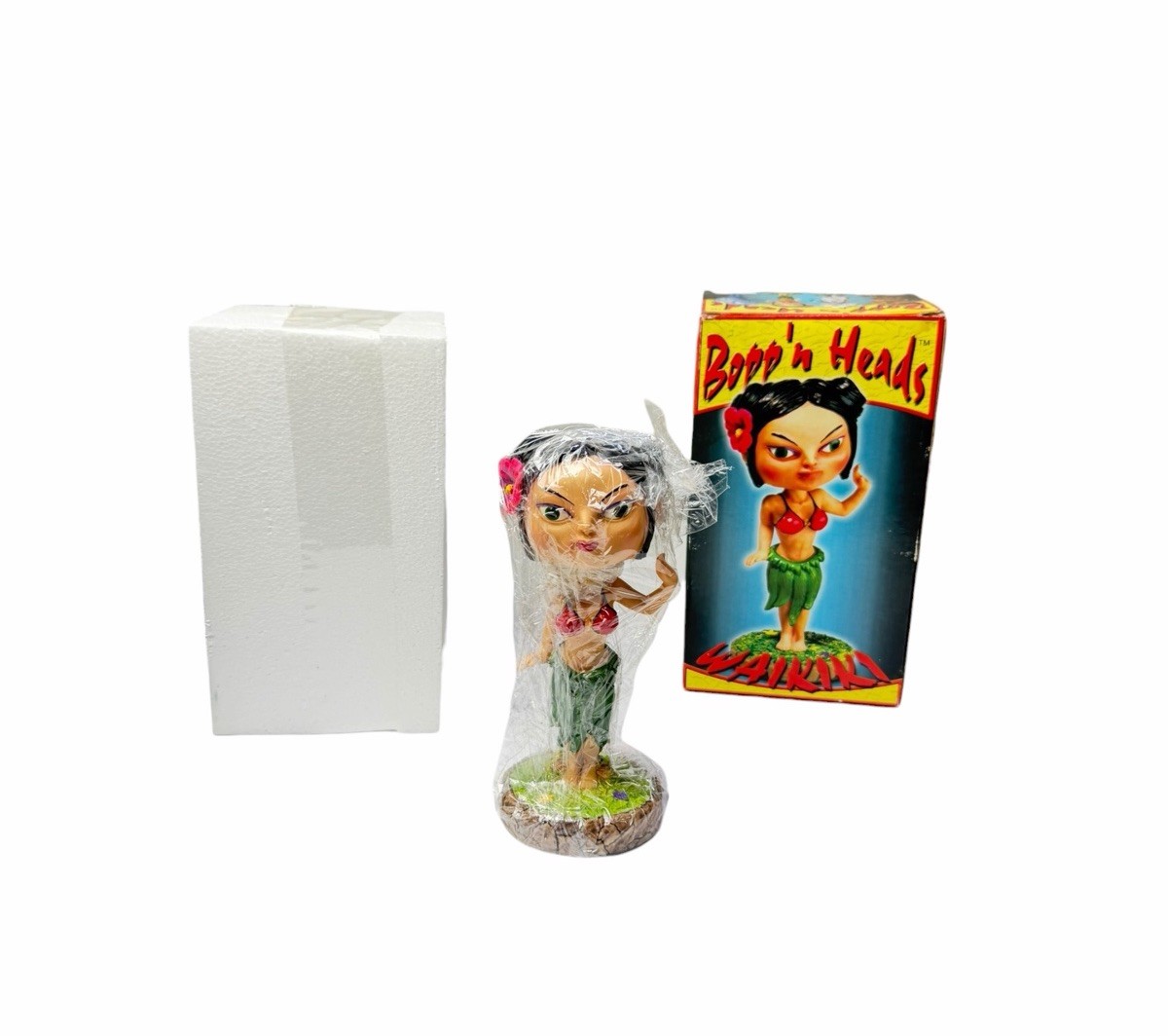 Vintage Y2K RARE Bopp'n Heads Waikiki Hula Girl Bobblehead Figurine NEW OPEN BOX
